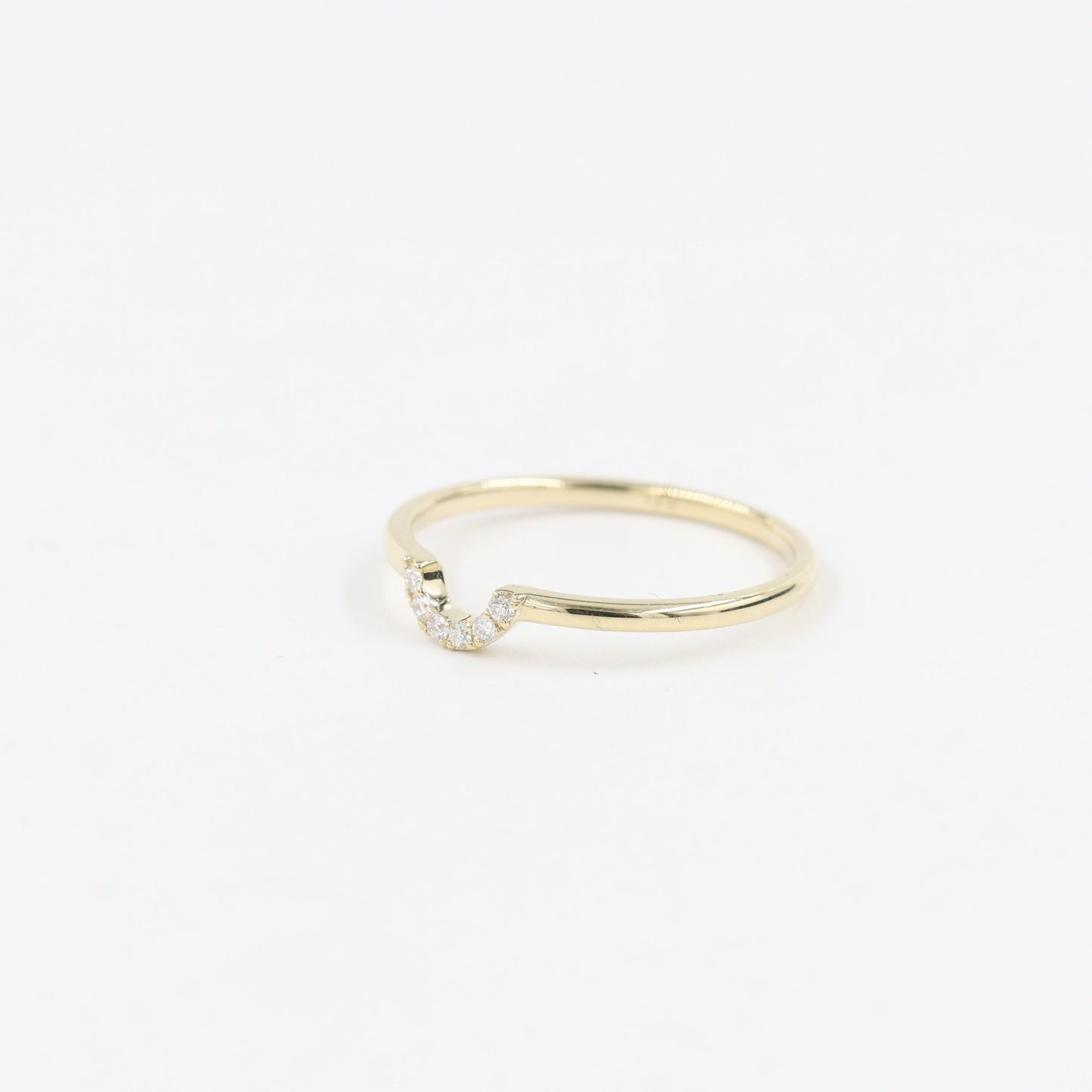 Mini U-shape Natural Diamond Pave Ring / Stackable Ring- Anniversary Gift