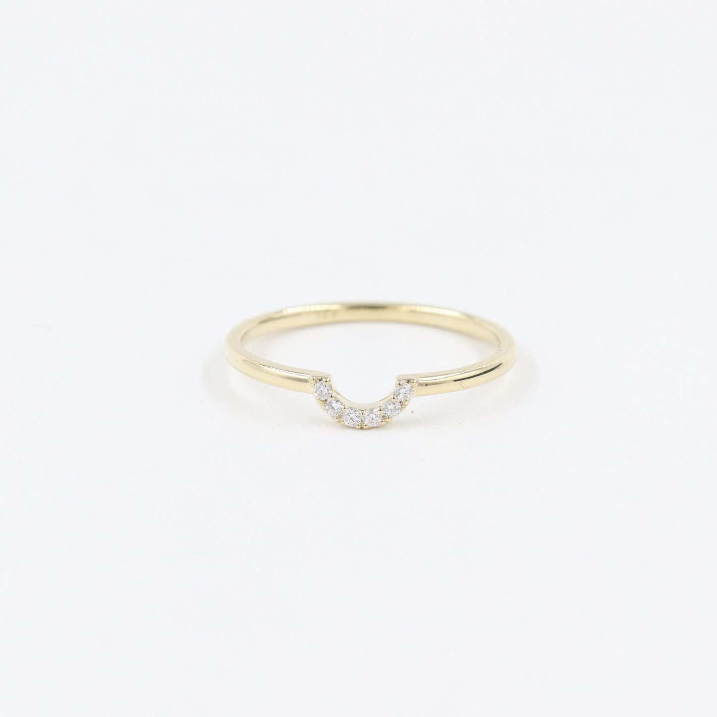 Mini U-shape Natural Diamond Pave Ring / Stackable Ring- Anniversary Gift