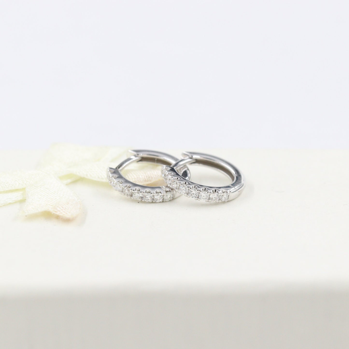 Natural Diamond Small Hoop Earrings: 14K Gold Diameter 11mm,12mm,13mm Diamond Hoop Earrings -Anniversary gift