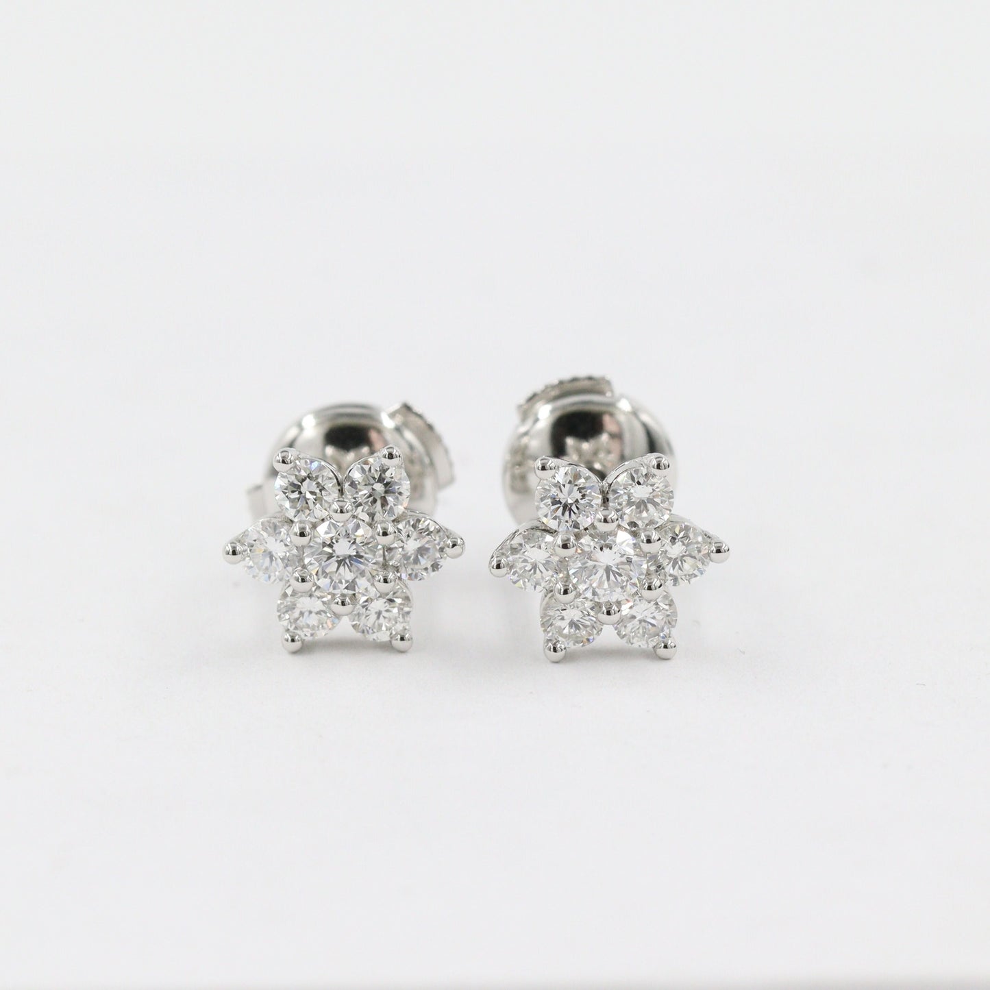 1ct Round Natural Diamond Flower Stud Earring / 14K,18K gold Flower Stud Earring / Diamond Snowflake Stud Earring / Anniversary gift