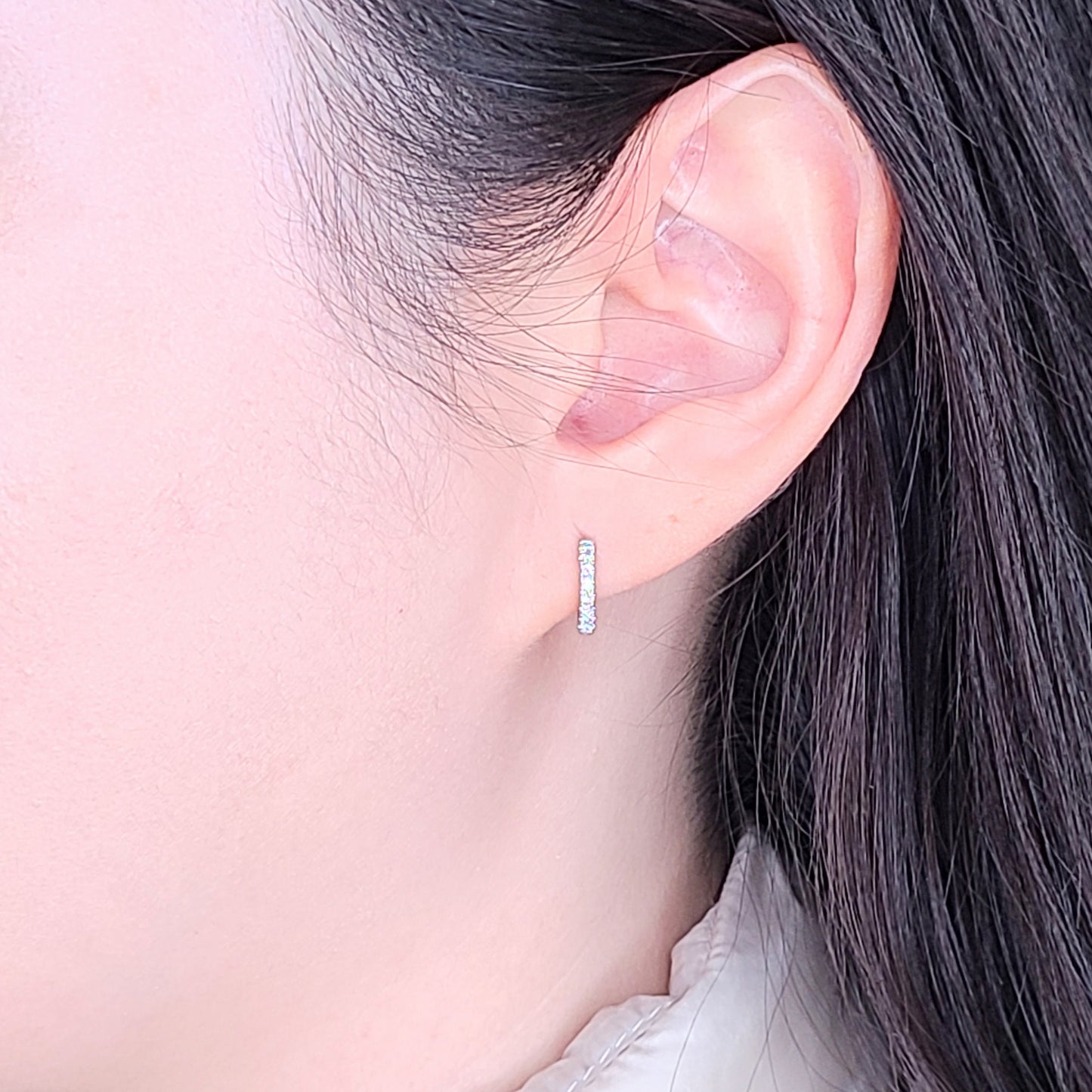 Natural Diamond Small Hoop Earrings: 14K Gold Diameter 11mm,12mm,13mm Diamond Hoop Earrings -Anniversary gift