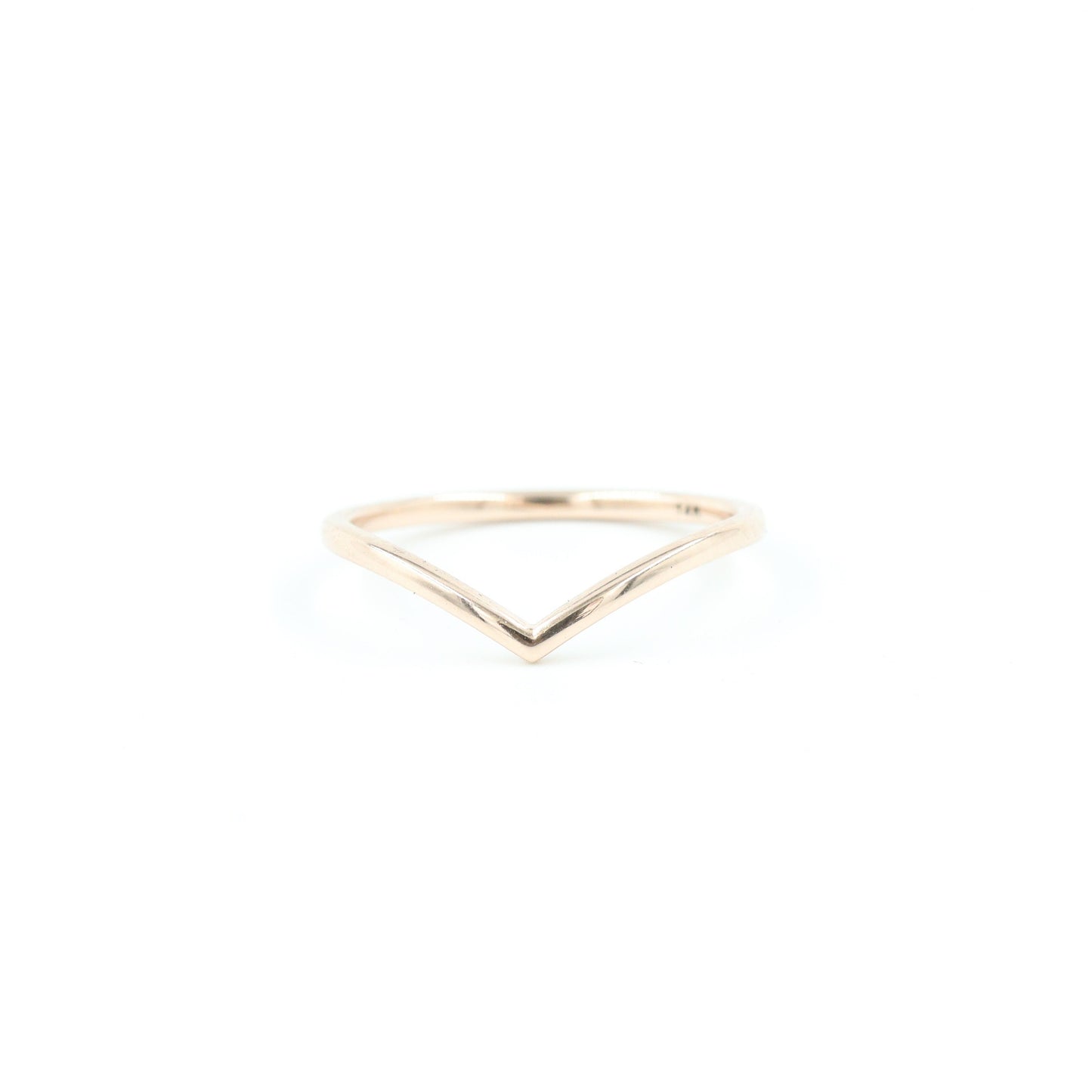 14K Gold Chevron Ring: Minimalist Stackable Wedding Band