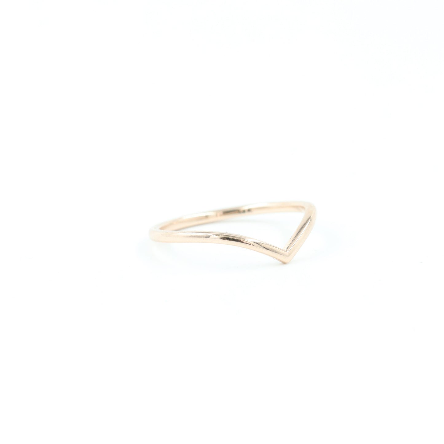 14K Gold Chevron Ring: Minimalist Stackable Wedding Band