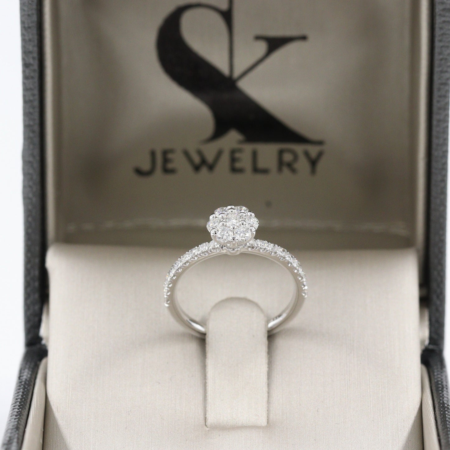 Unique 0.65ct  Natural Diamond Engagement Ring/ Diamond Flower 7mm Ring/Anniversary Ring