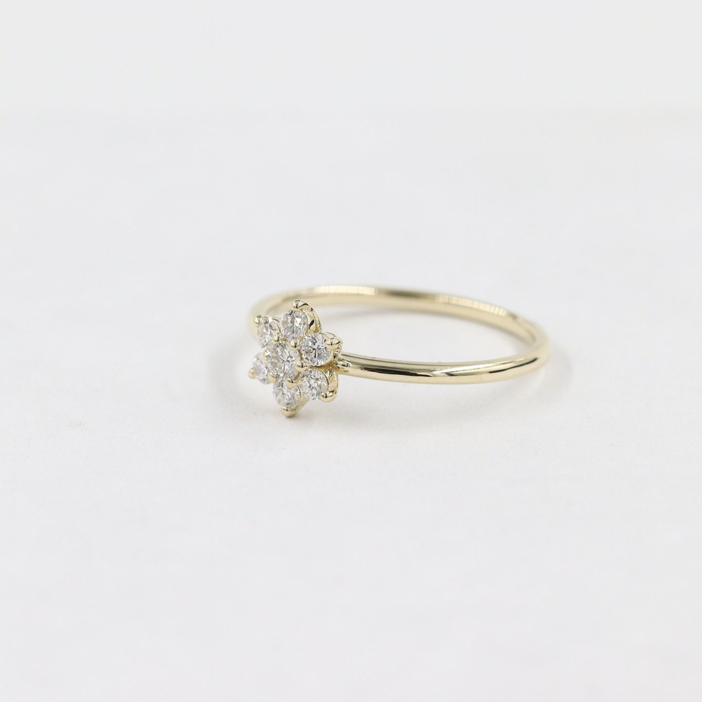 Flower Natural Diamond Anniversary Ring /14K gold flower Diamond Ring / Unique Engagement Ring / Anniversary Ring