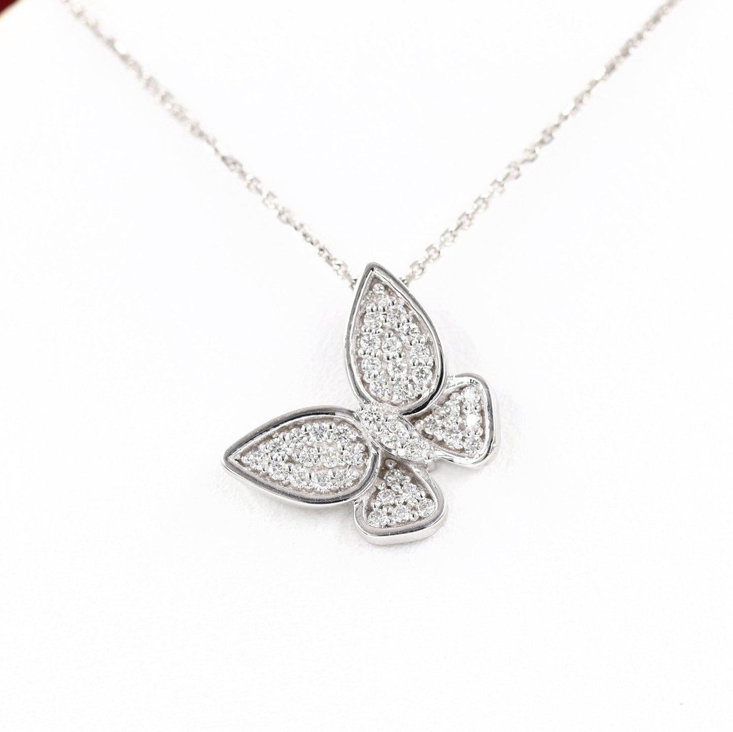 Butterfly Charm Pendant Diamond Necklace / Unique Necklace/ Natural Brilliant Diamond Butterfly Charm/ 14K Gold Necklace/ Anniversary Gift