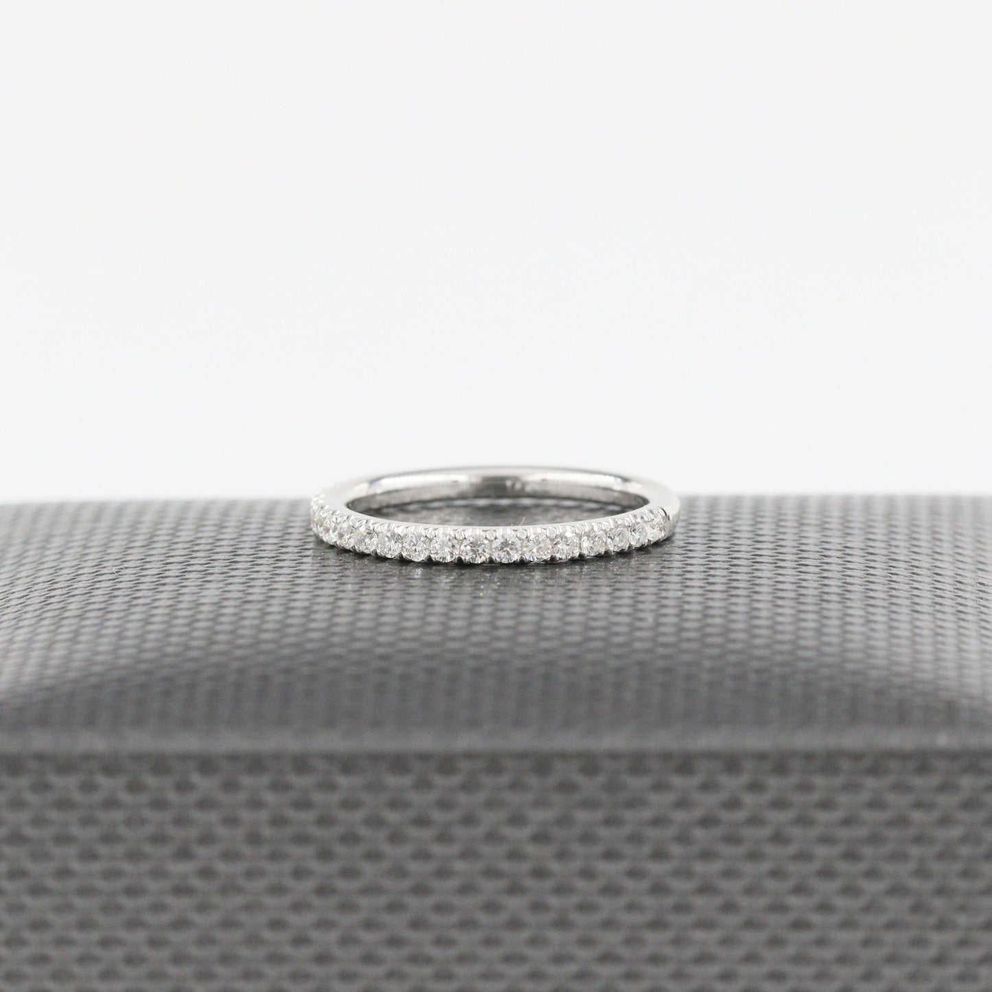 14K Gold Natural Diamond Wedding Band: Half Eternity Stackable 1.9mm Ring- Anniversary gift