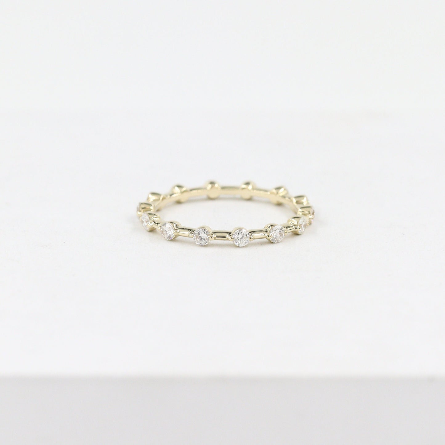 14K Gold Full Eternity Natural Diamond Band: Handmade Wedding Ring