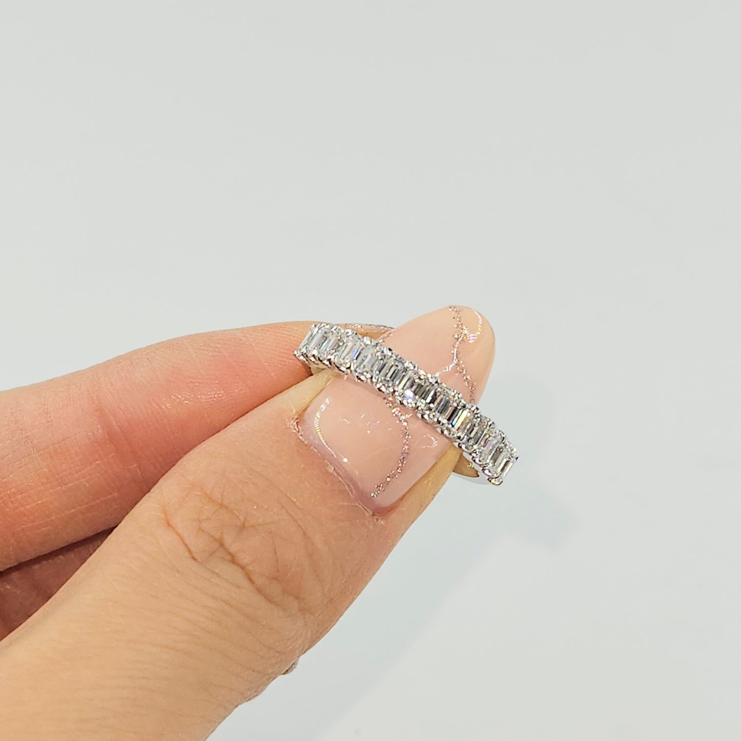 1.1ct Emerald Cut  Natural Diamond Wedding Band: 14K Gold Half Eternity Ring - 18K Gold, Platinum Diamond Ring - Anniversary gift