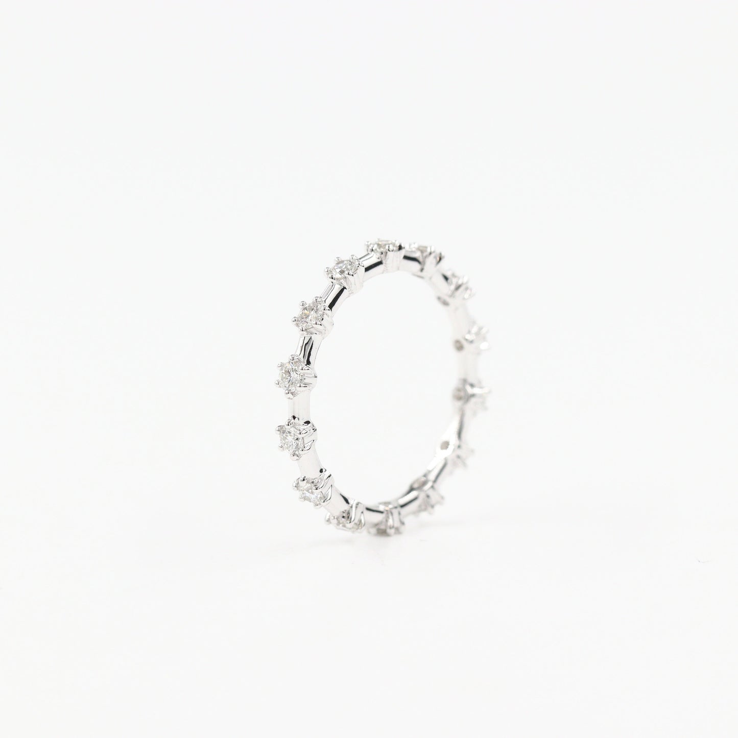 14K Gold Full Eternity Natural Diamond Wedding Band - Handmade- Anniversary Gift
