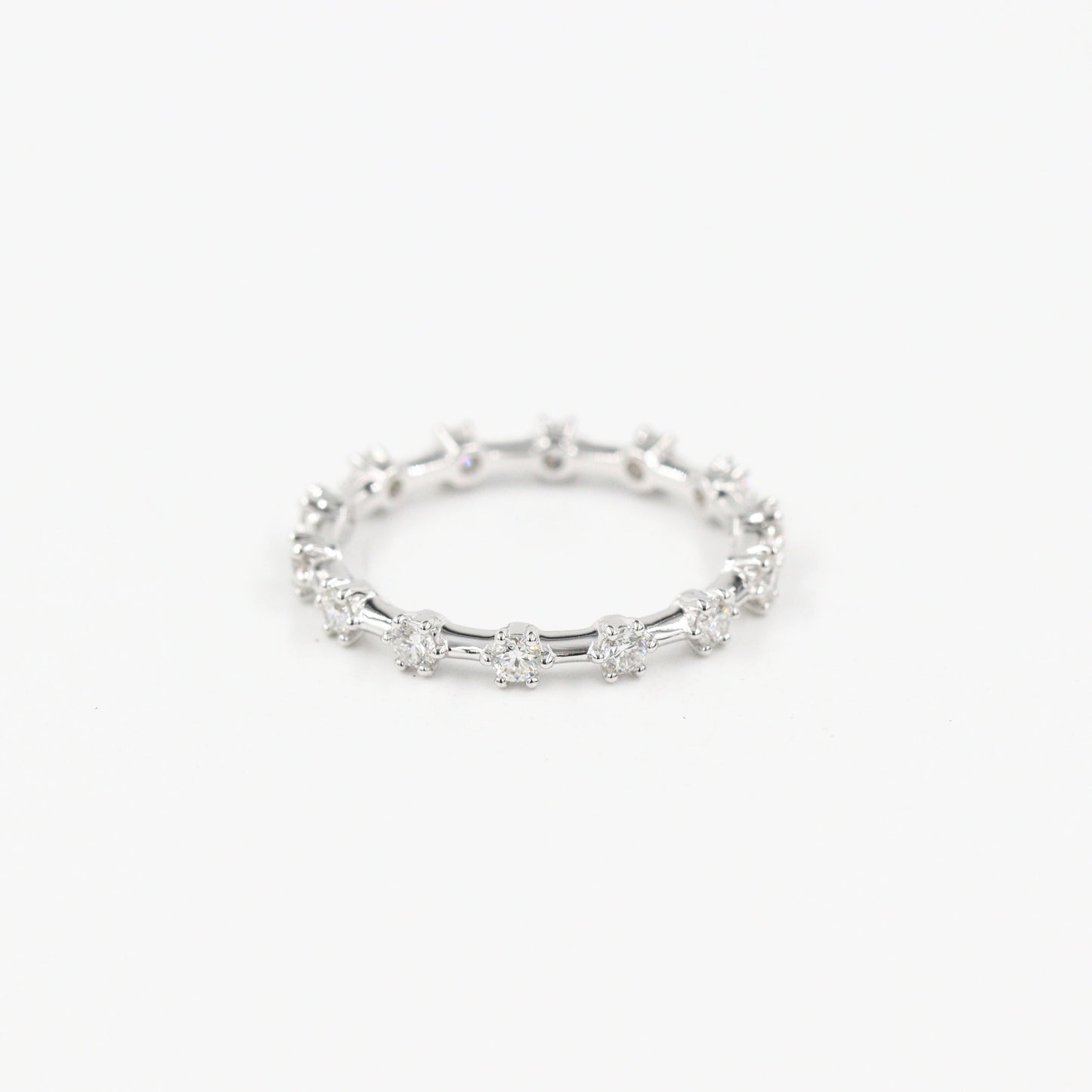 14K Gold Full Eternity Natural Diamond Wedding Band - Handmade- Anniversary Gift