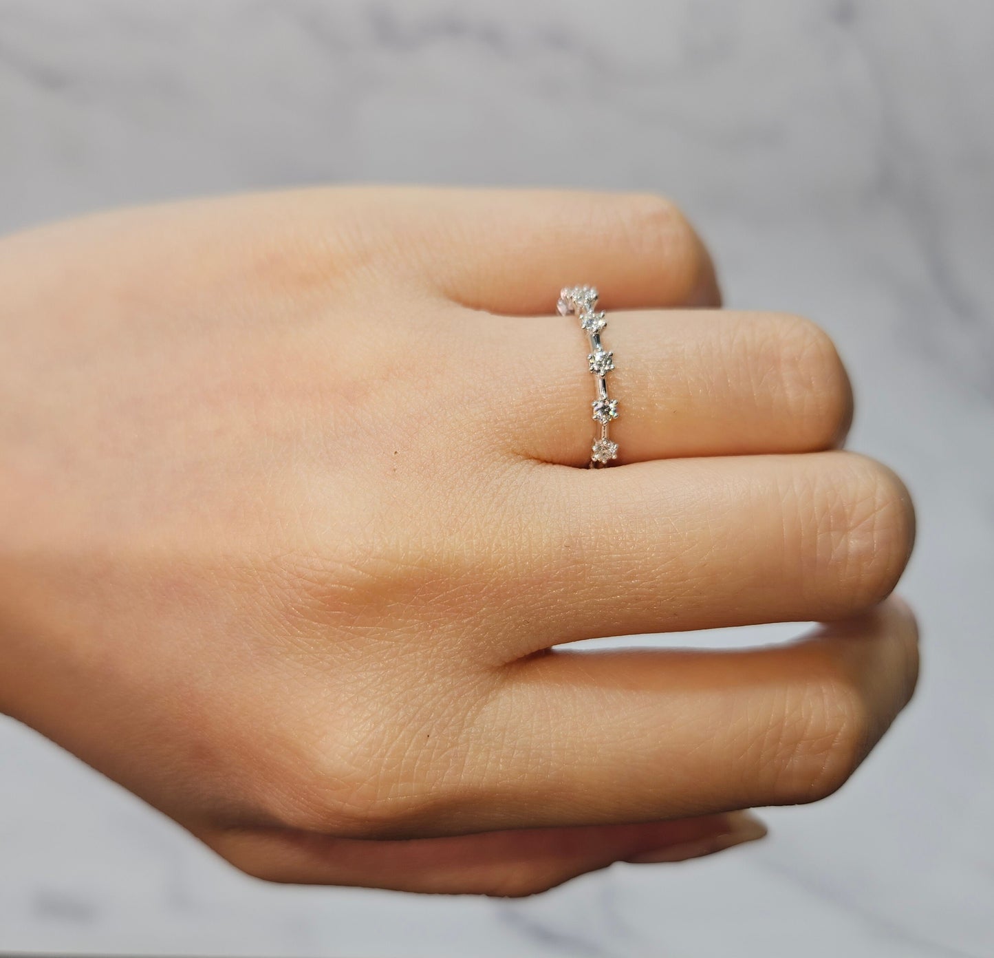 14K Gold Full Eternity Natural Diamond Wedding Band - Handmade- Anniversary Gift
