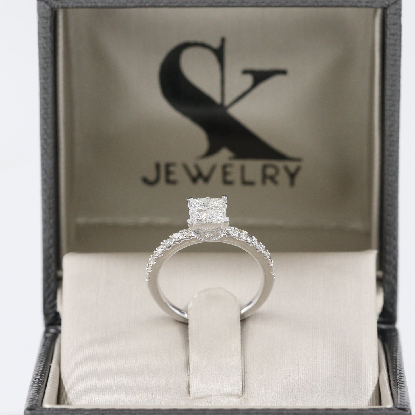 1ct Princess Cut Natural Diamond Engagement Ring: 14K Gold Anniversary Ring