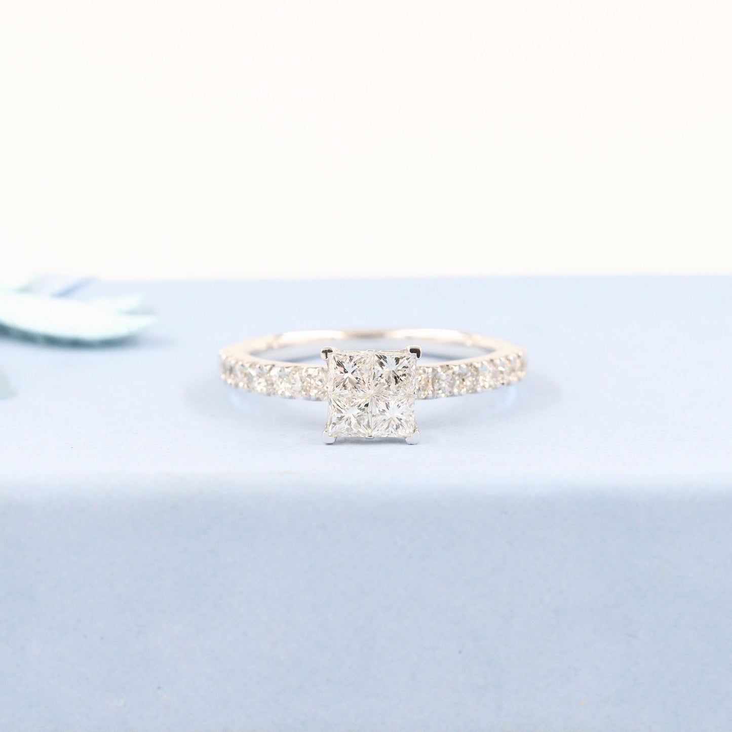 1ct Princess Cut Natural Diamond Engagement Ring: 14K Gold Anniversary Ring