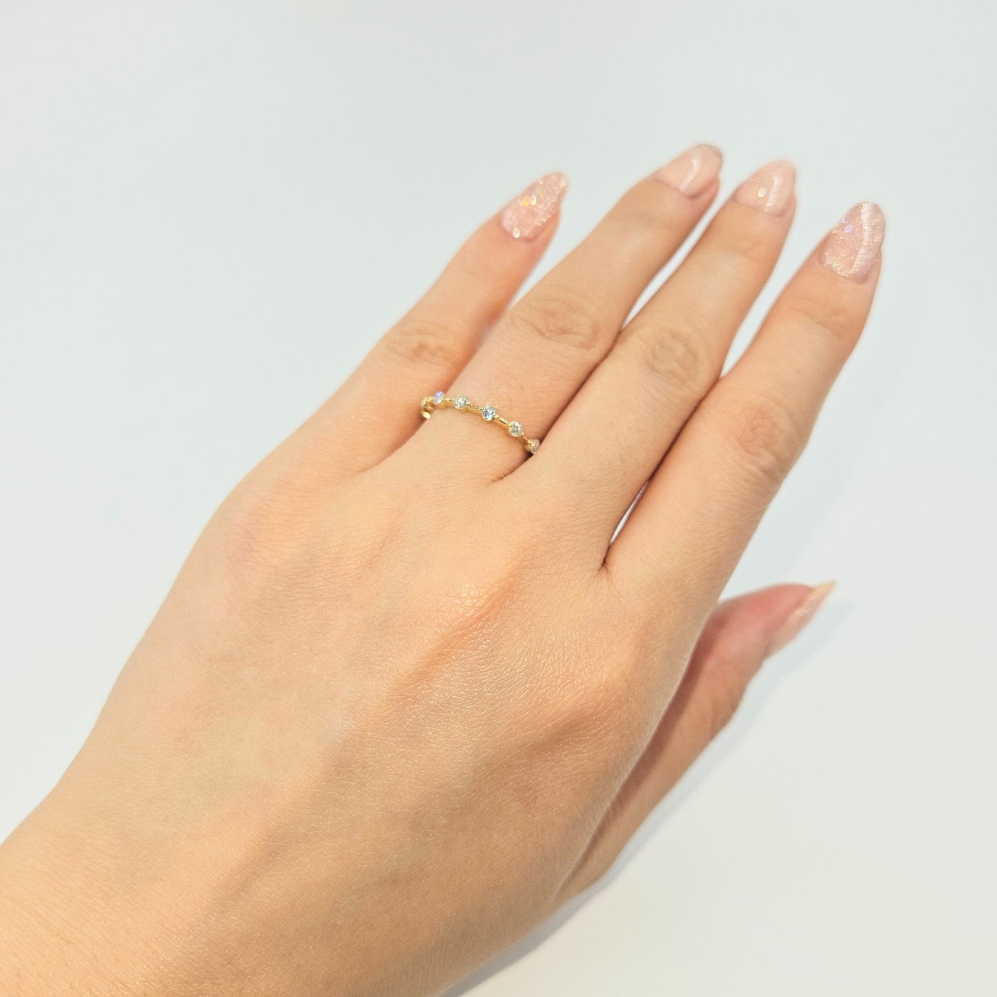 14K Gold Full Eternity Natural Diamond Band: Handmade Wedding Ring