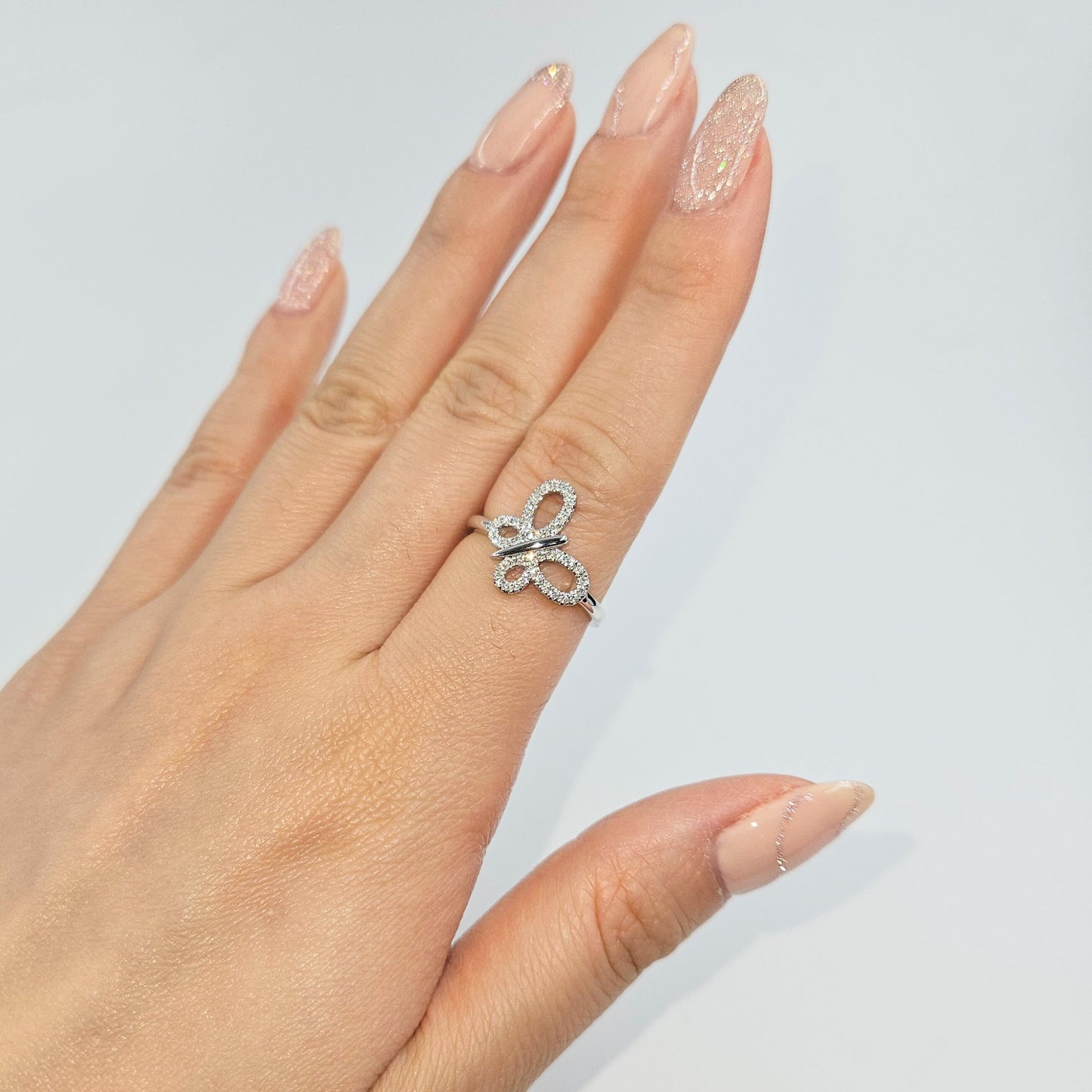 Natural Diamond Butterfly Ring/ Anniversary Ring
