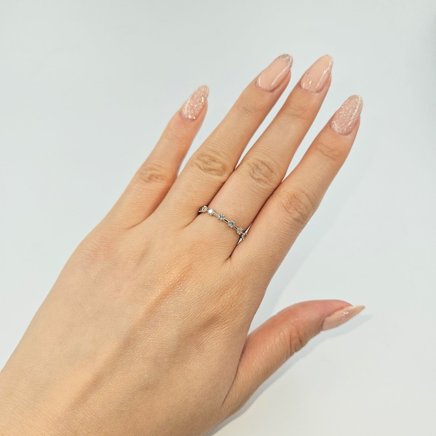 14K Gold Half Natural Diamond Wedding Band: .25ct Stacking Ring- Anniversary Gift
