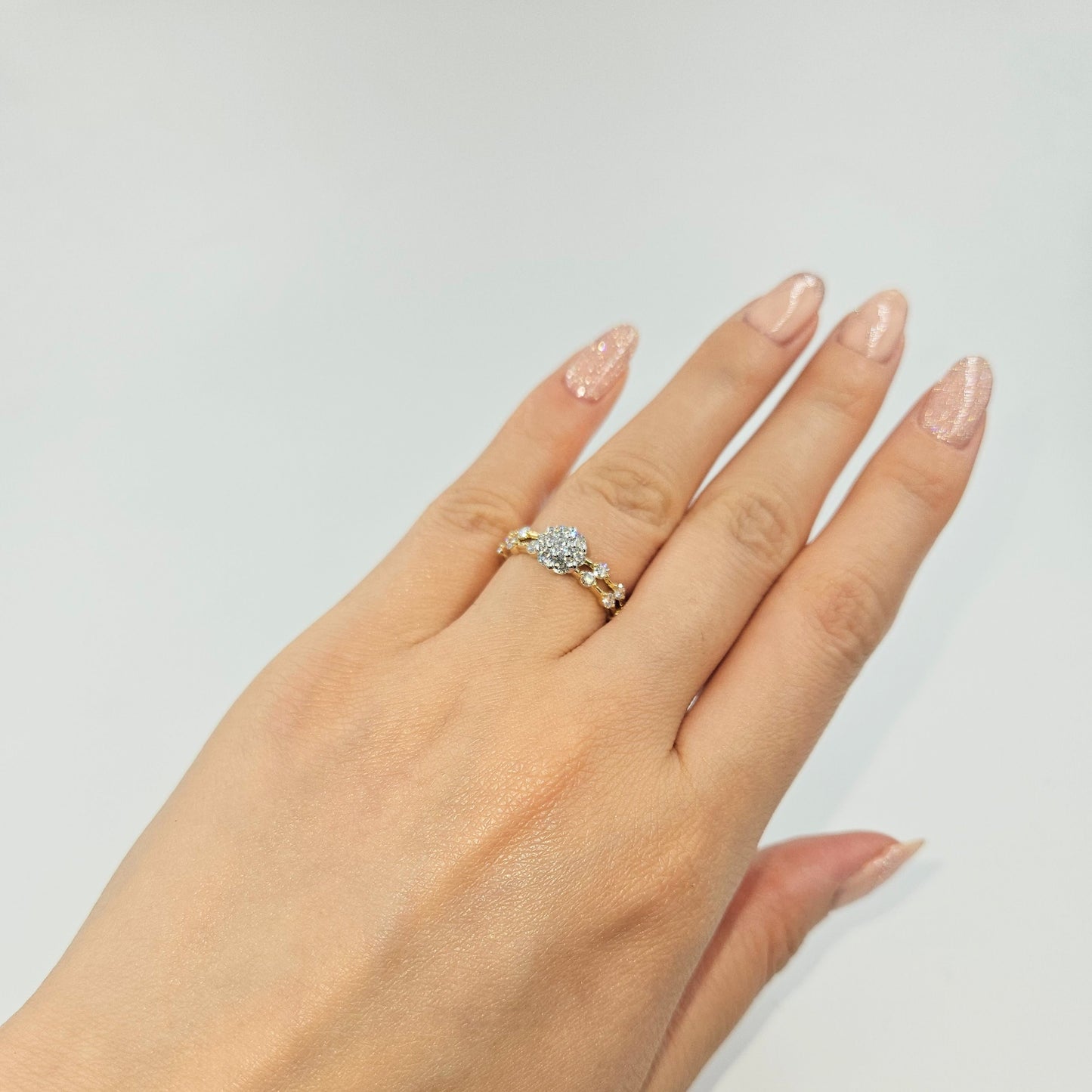 Unique Natural Diamond Engagement Ring/ 7mm Diamond Flower Ring/ Diamond Anniversary Ring/ Anniversary Ring