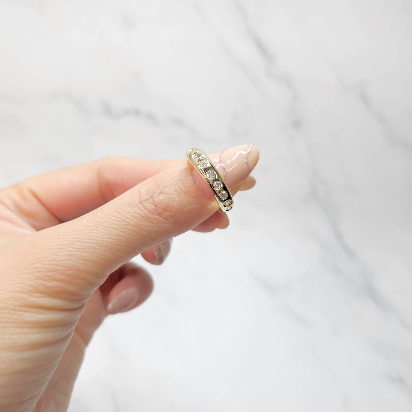 14k Gold Natural Diamond Stack Ring: 0.45ctw Wedding Band- Anniversary Gift