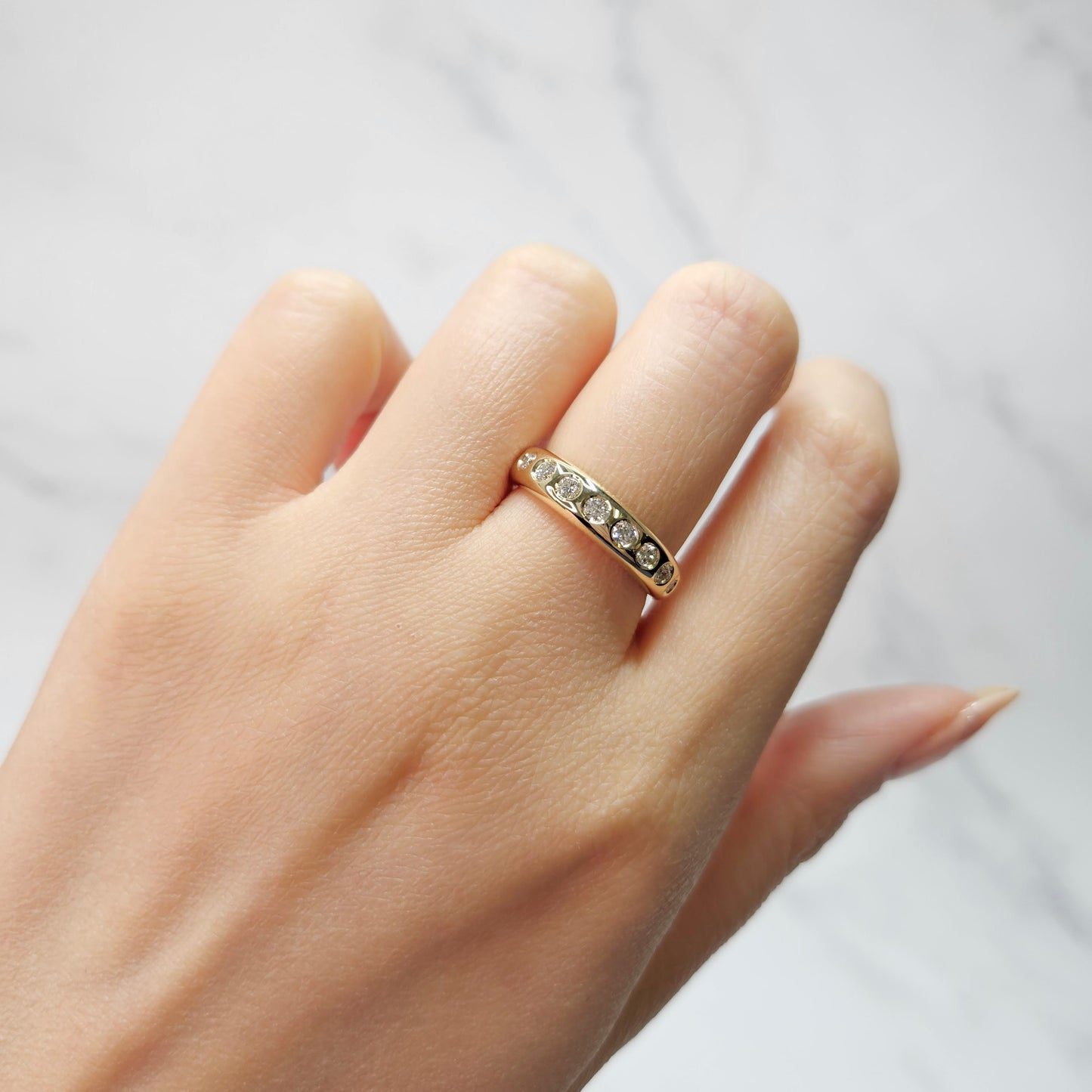 14k Gold Natural Diamond Stack Ring: 0.45ctw Wedding Band- Anniversary Gift