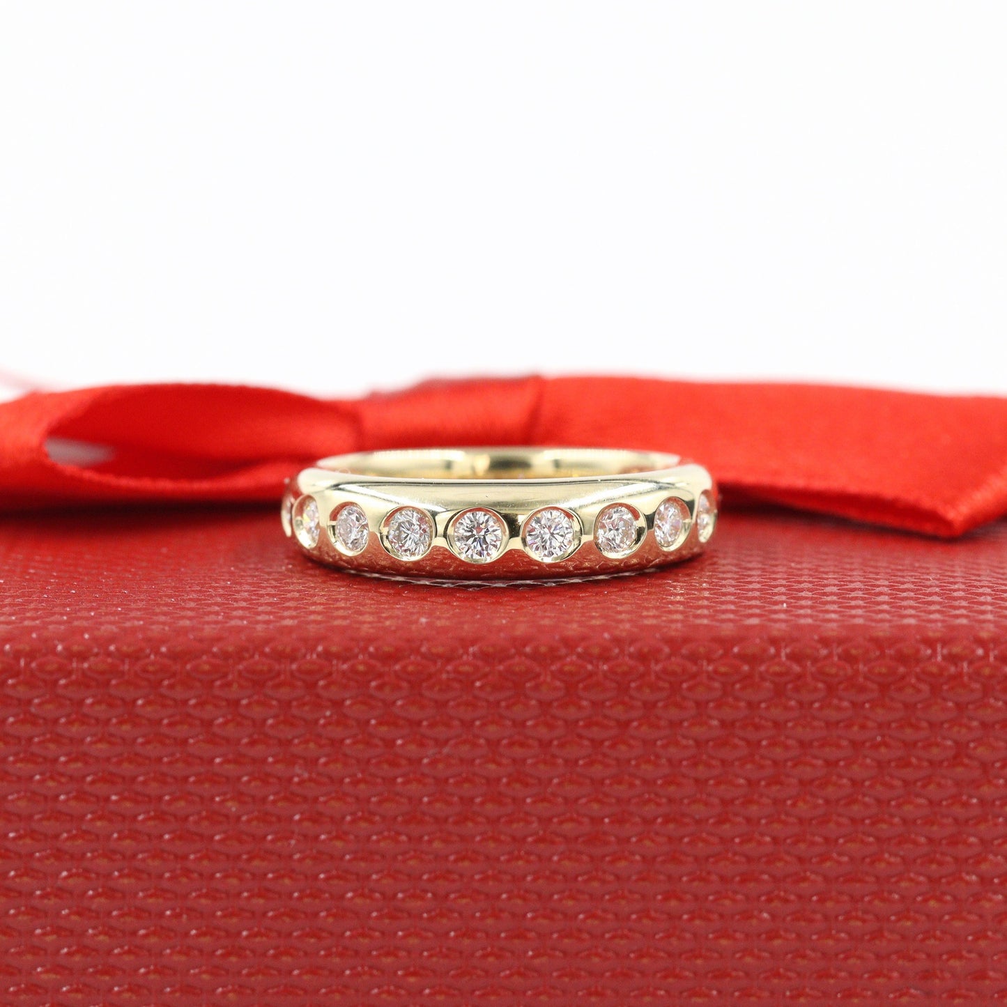 14k Gold Natural Diamond Stack Ring: 0.45ctw Wedding Band- Anniversary Gift