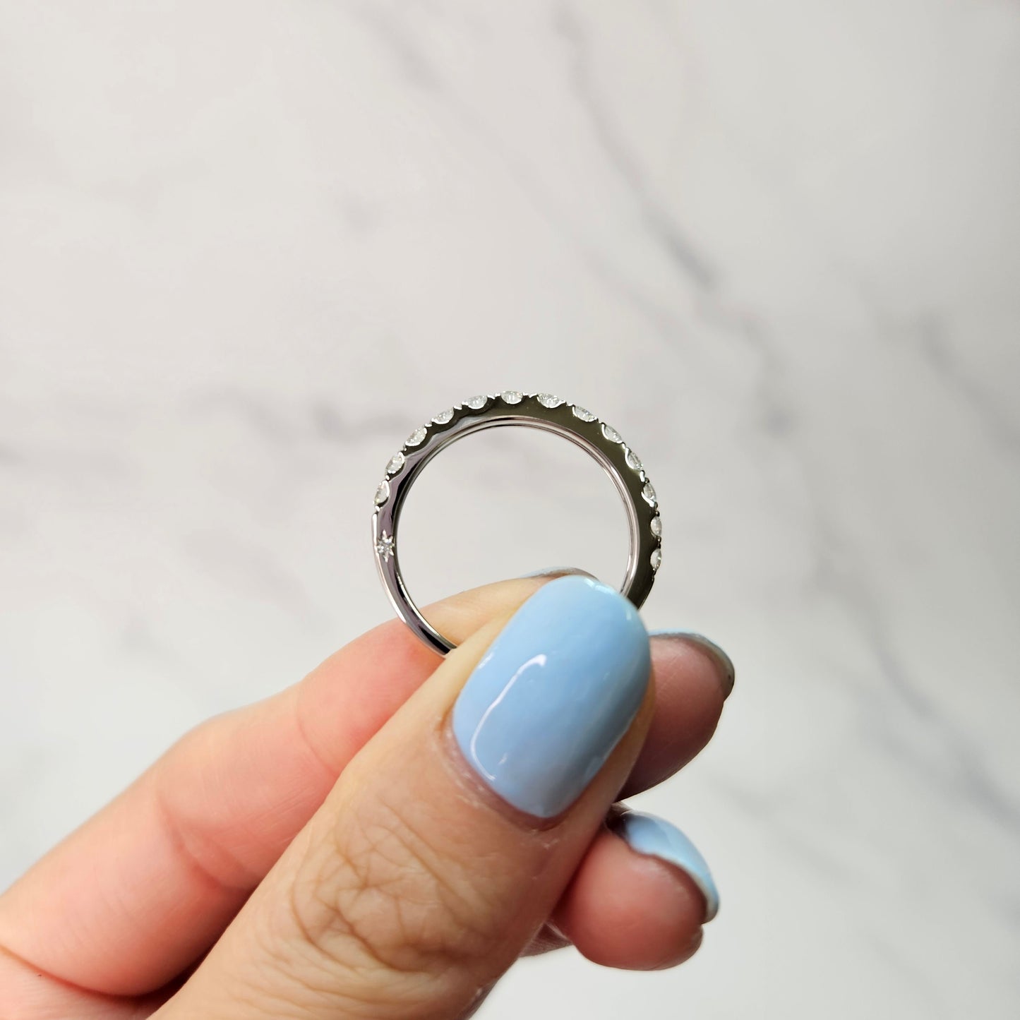 14K Gold Half Eternity Natural Diamond Wedding Band: Stackable Anniversary Ring