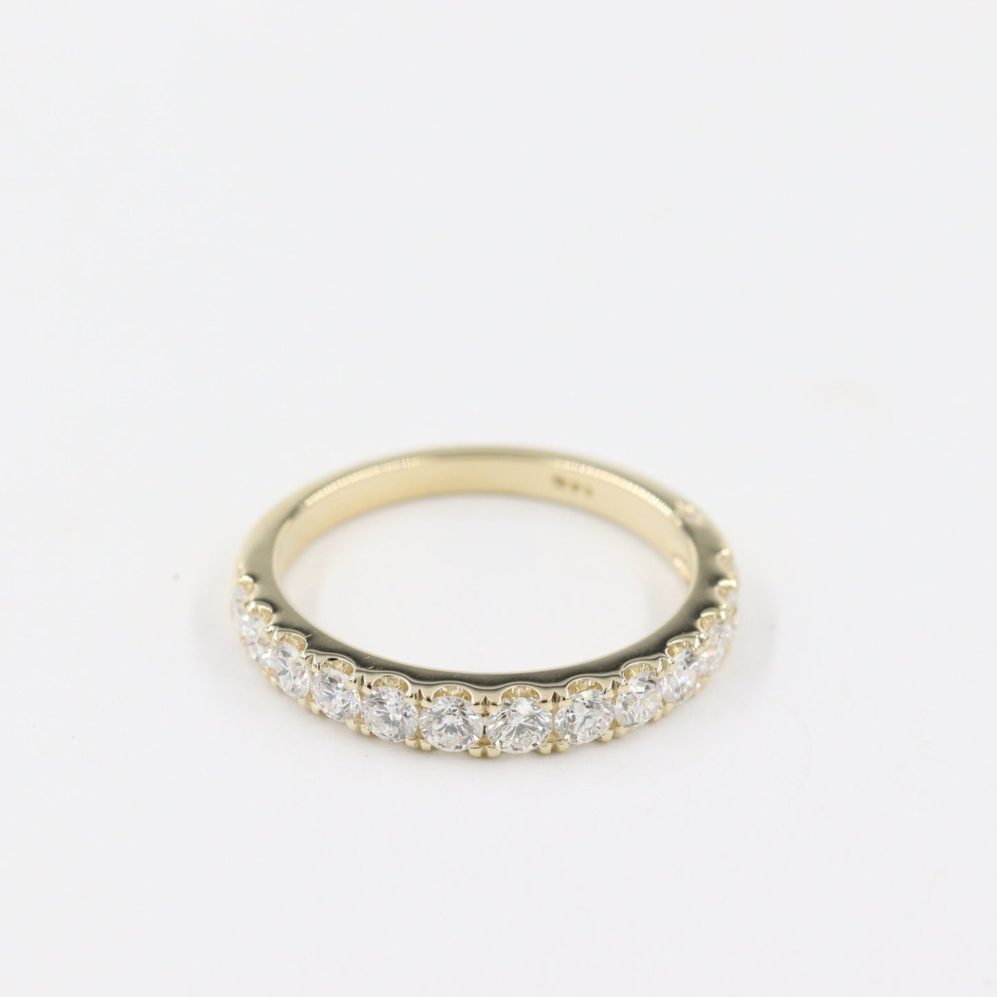14K Gold Half Eternity Natural Diamond Wedding Band: Stackable Anniversary Ring