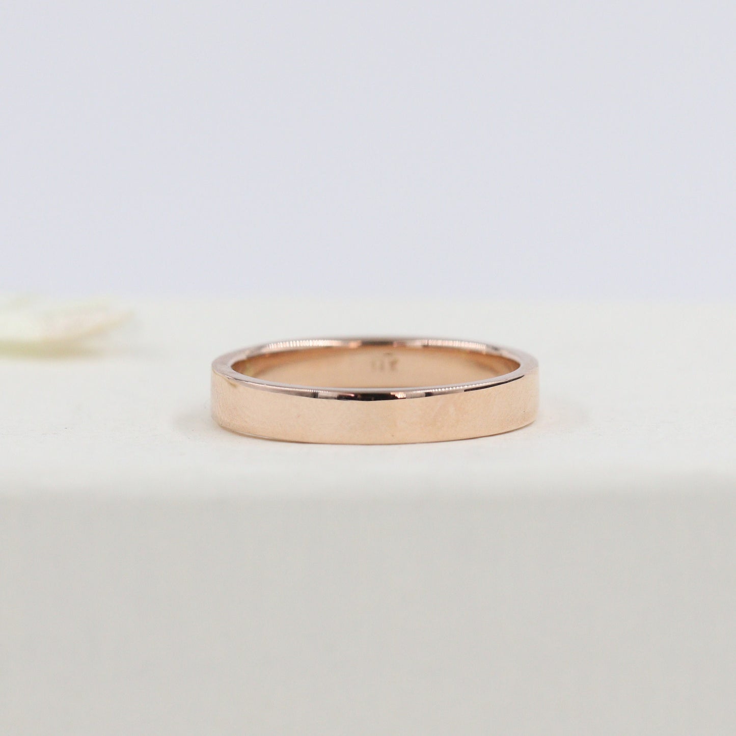 Handmade 14k Gold Wedding Band: Simple Flat Ring, 3.0mm Gold Band - Anniversary Gift