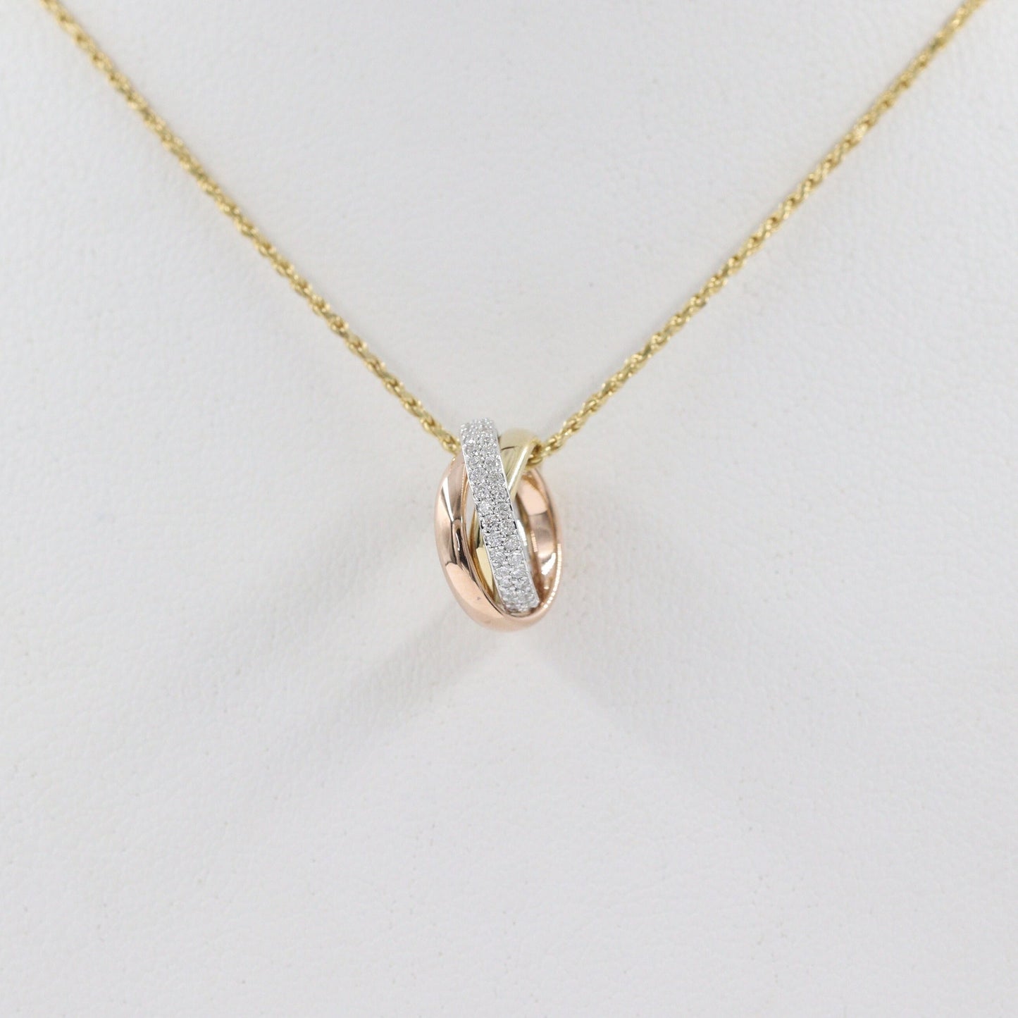 14K Gold Trinity Diamond Necklace: Handmade Circle Pendant