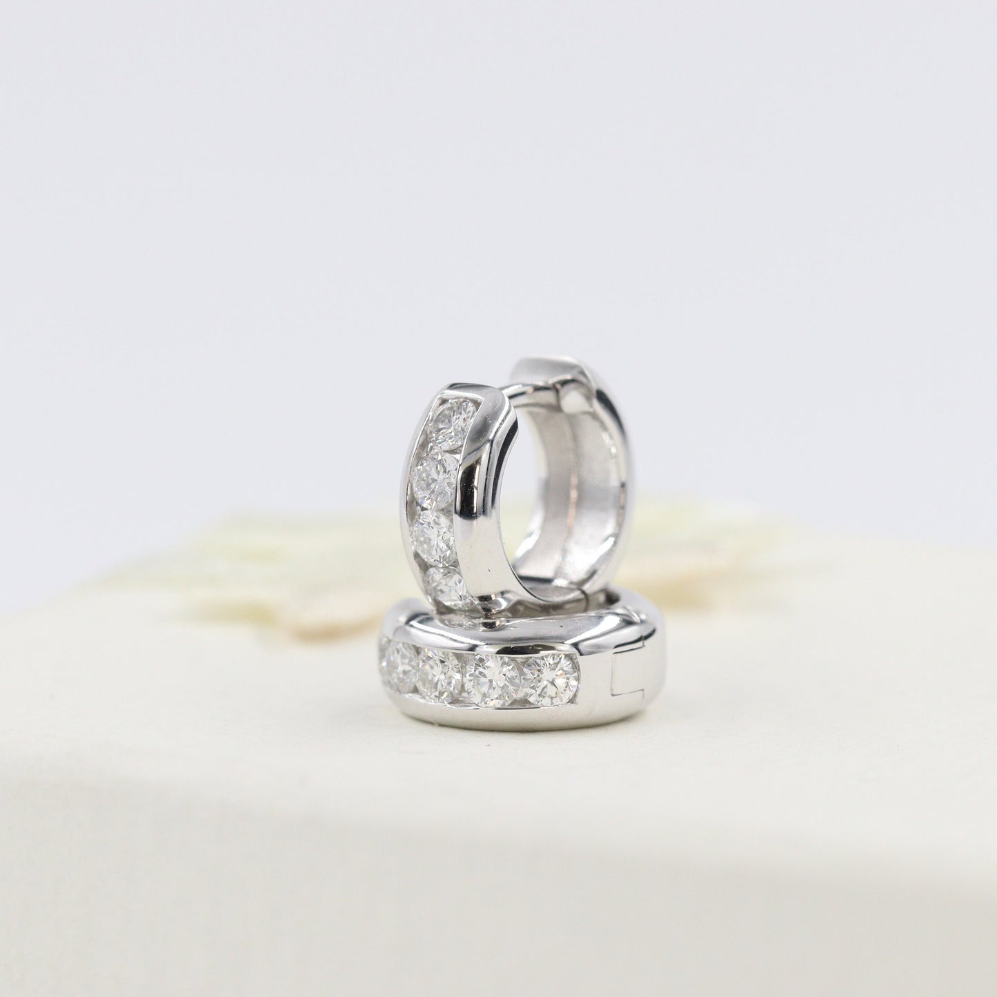 Natural Diamond Hoop Earrings/Diameter 11mm Width 4.5mm Earrings/Diamond Huggies/14k Gold Diamond Huggie Hoops/Anniversary gift