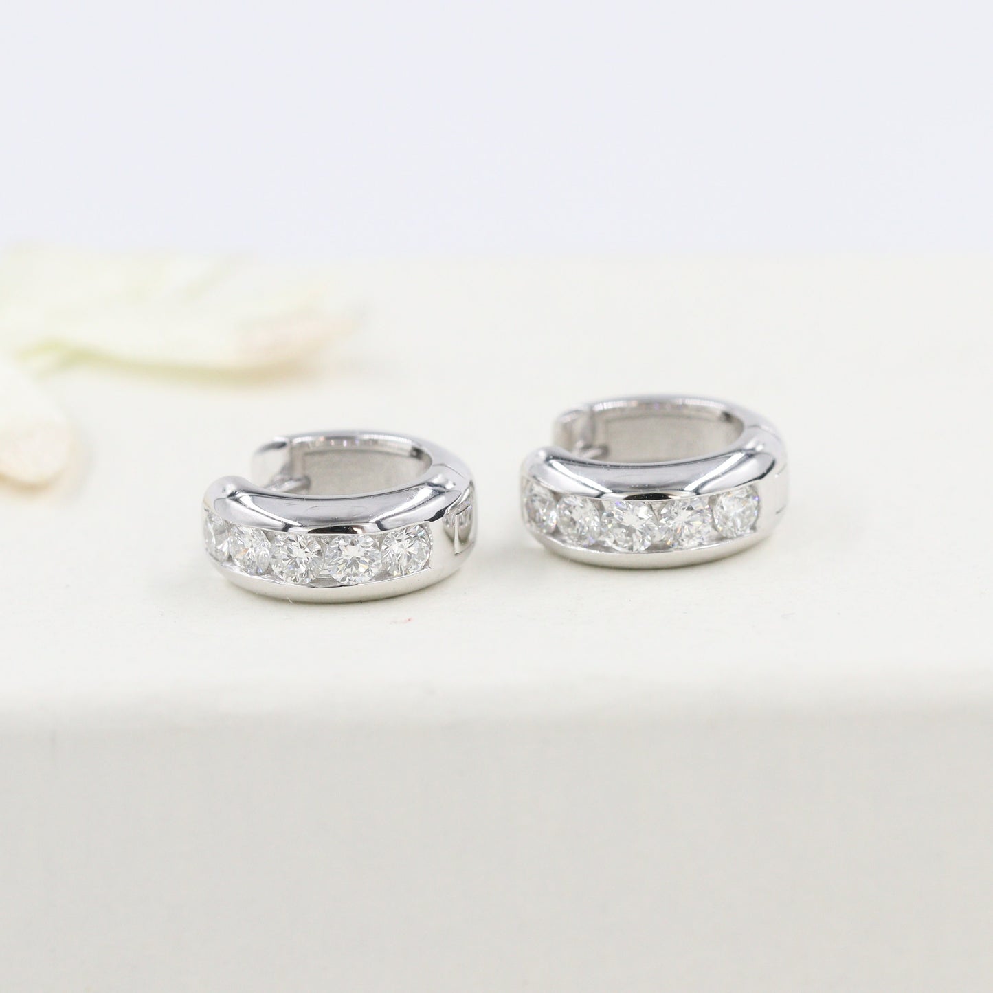 Natural Diamond Hoop Earrings/Diameter 11mm Width 4.5mm Earrings/Diamond Huggies/14k Gold Diamond Huggie Hoops/Anniversary gift