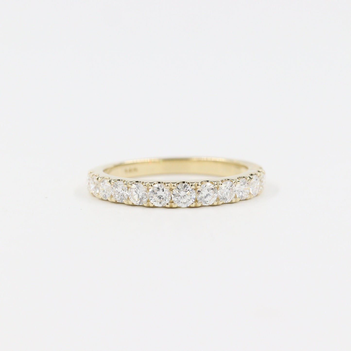14K Gold Half Eternity Natural Diamond Wedding Band: Stackable Anniversary Ring
