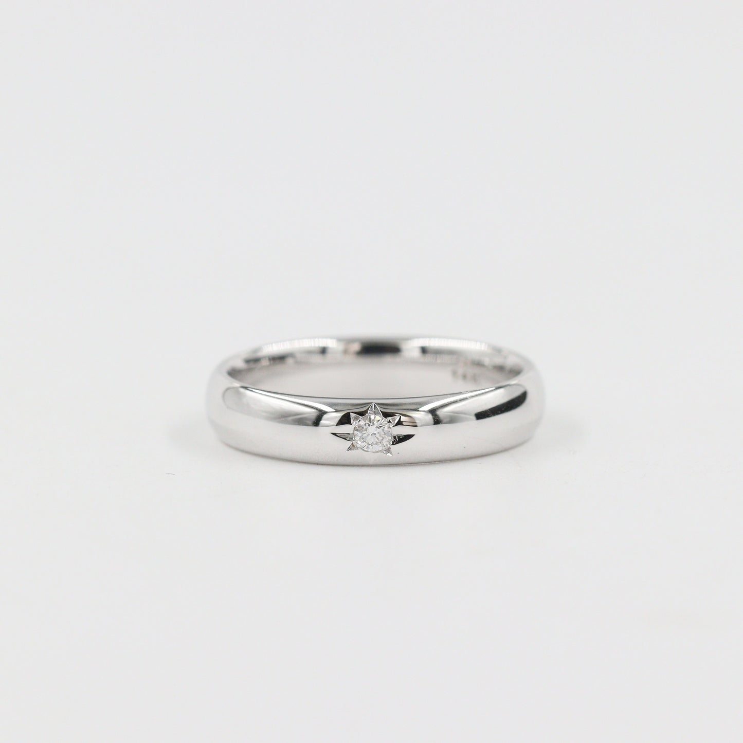 14K Gold Polaris Natural Diamond Dome Star Ring - Handmade Diamond 3mm Wedding Band - Anniversary gift