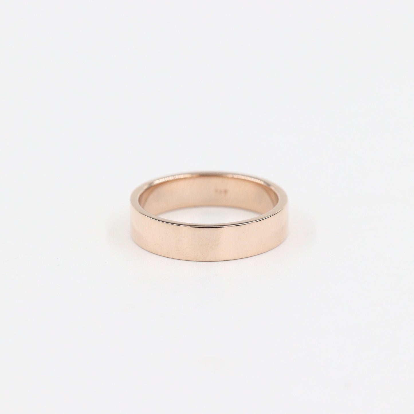 Handmade 14k Gold Wedding Band: Simple Flat Ring, 4.3mm Gold Band - Anniversary Gift