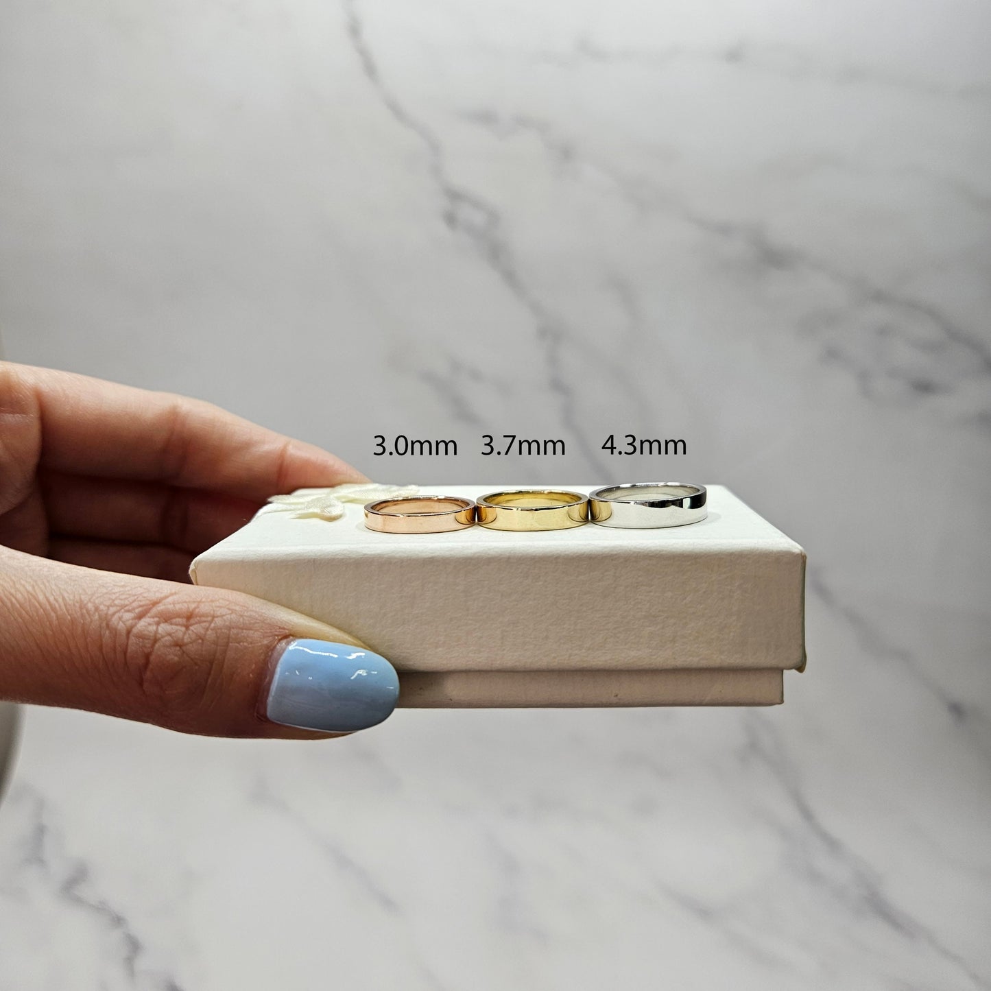 Handmade 14k Gold Wedding Band: Simple Flat Ring, 3.7mm Gold Band - Anniversary Gift