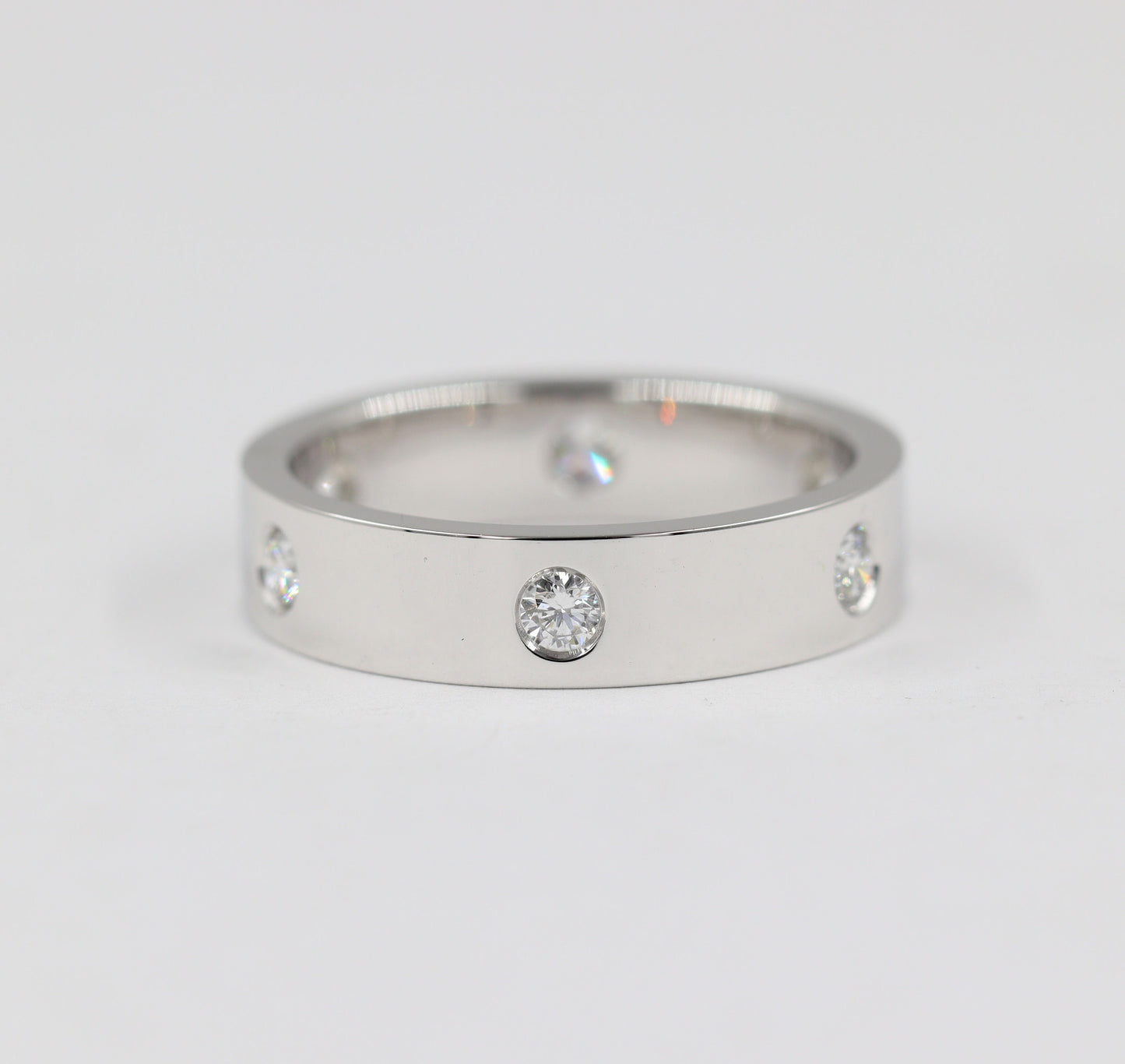 14K Gold Flat Natural Diamond 5mm Wedding Band: Unisex Anniversary Ring