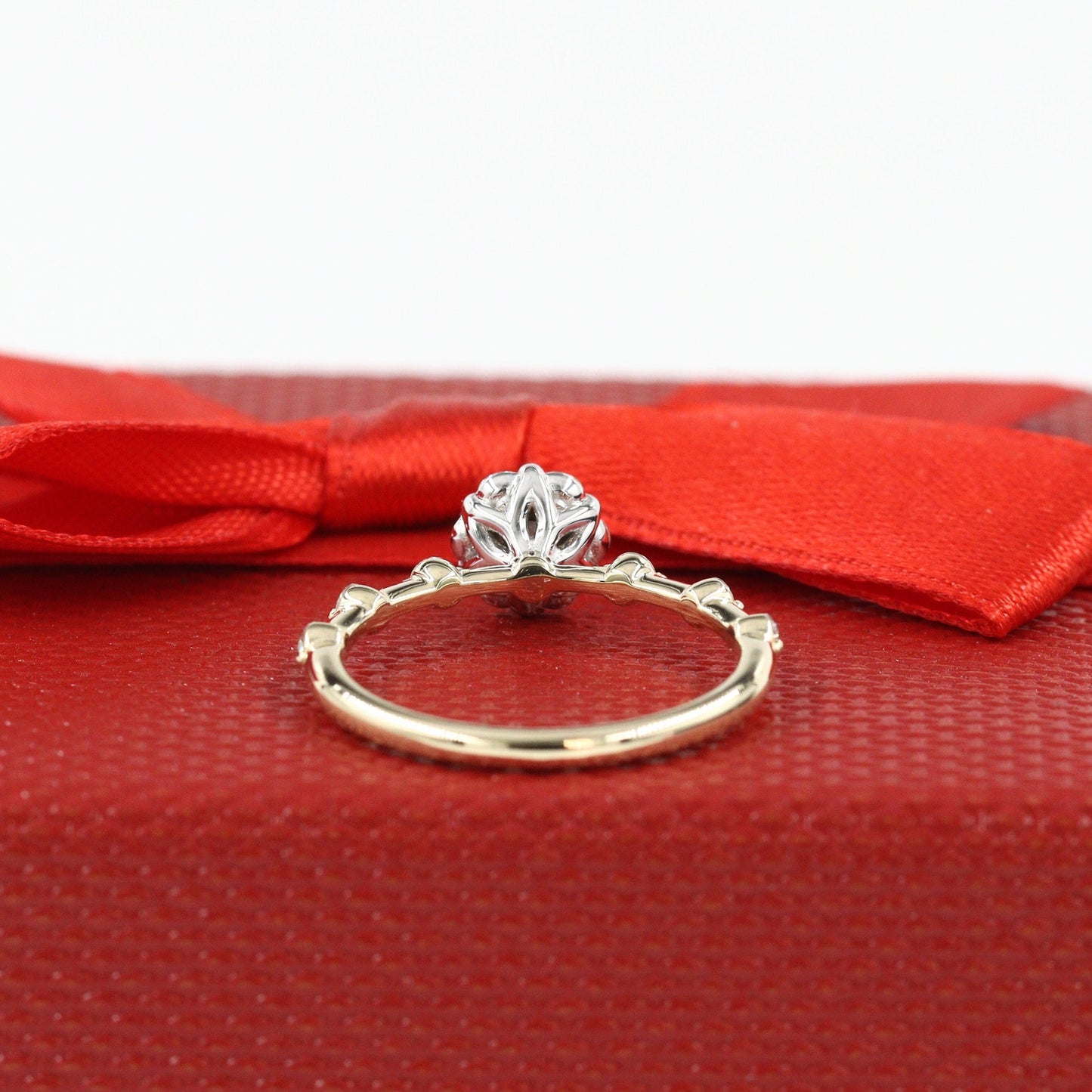 Unique Natural Diamond Engagement Ring/ 7mm Diamond Flower Ring/ Diamond Anniversary Ring/ Anniversary Ring