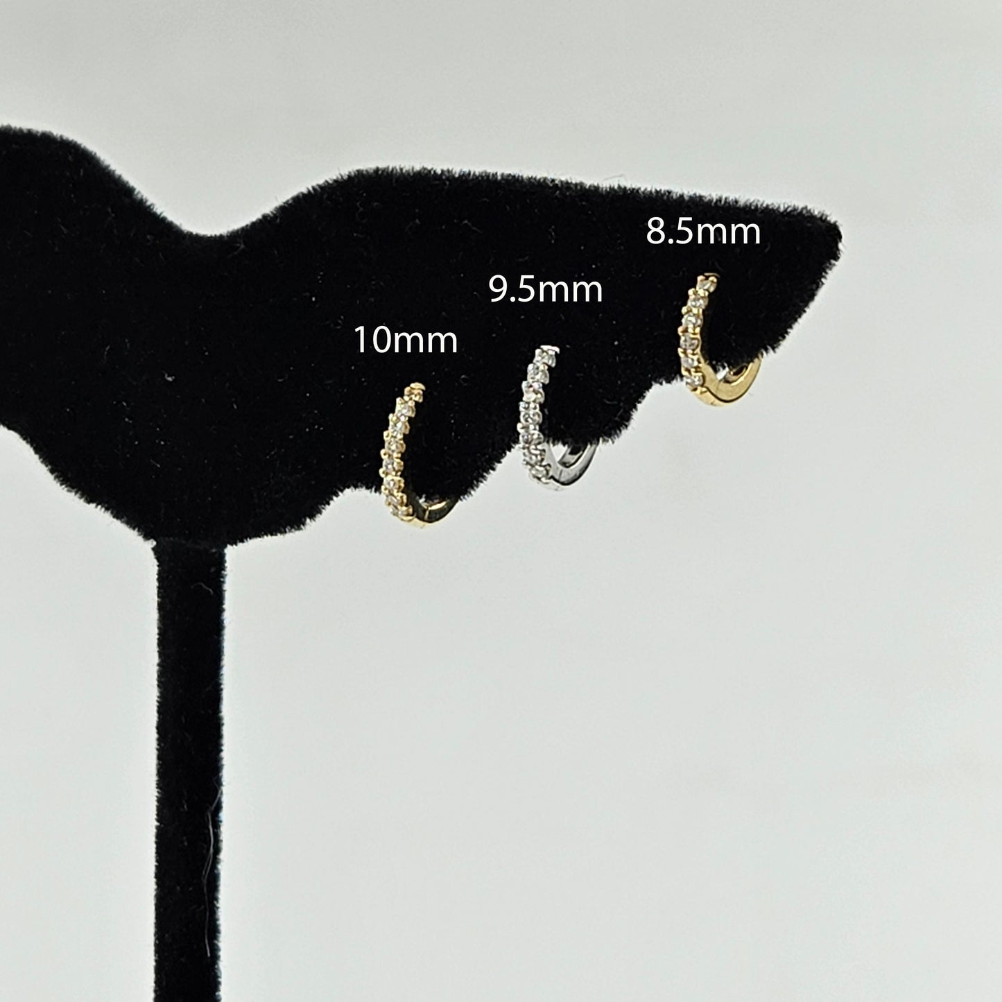 Natural Diamond Mini Hoop Earrings: 14K Gold Diameter 8.5mm,9.5mm.10mm Hoop Single or Pair Earrings  - Anniversary gift