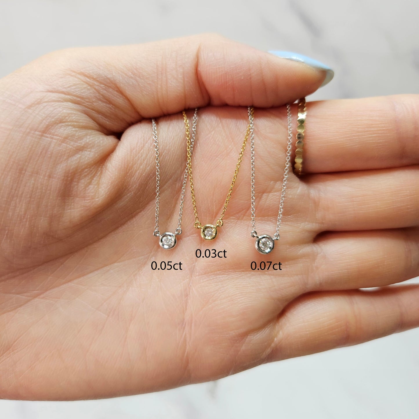 14K Gold Solitaire Diamond Necklace: Minimalist Bezel Setting
