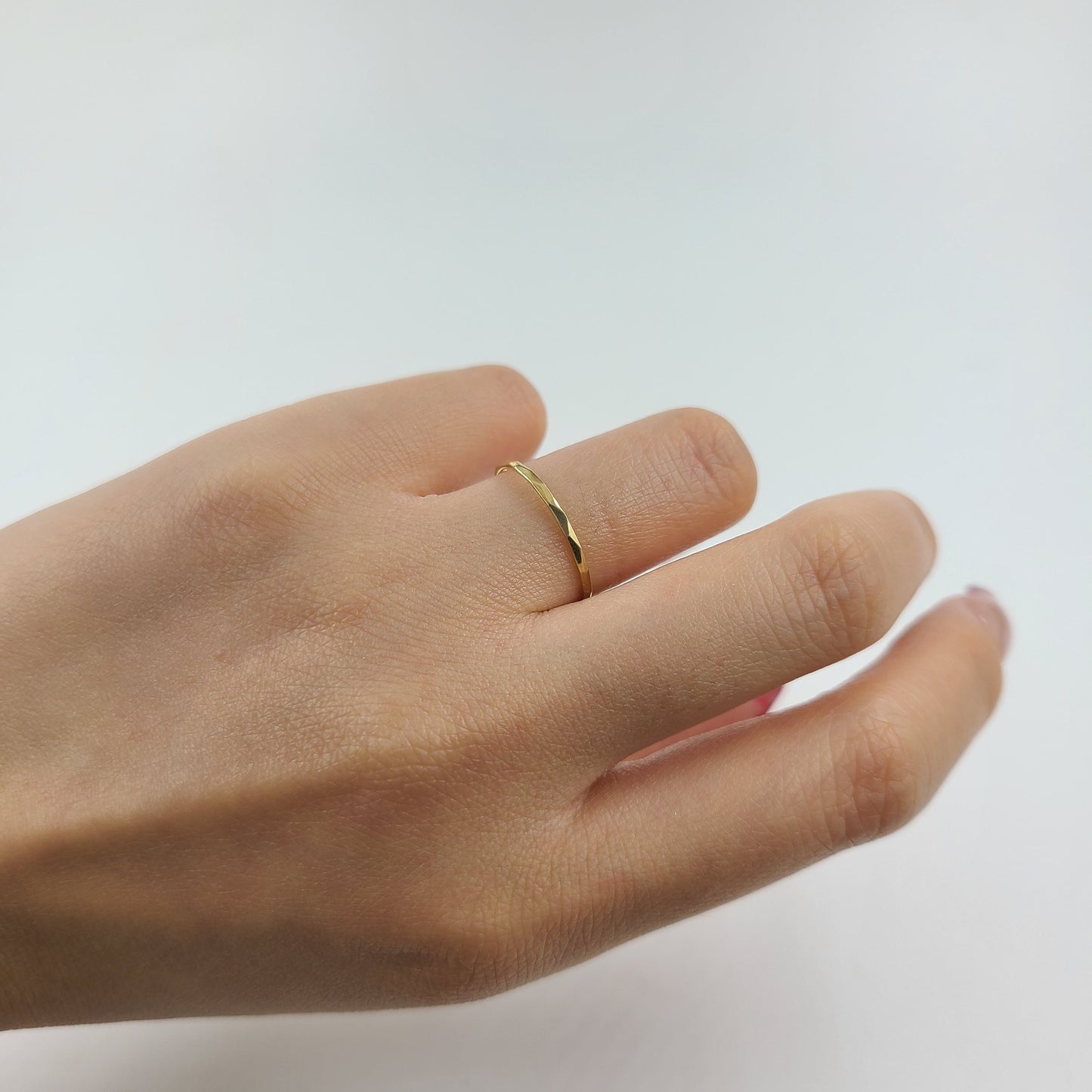 Handmade 14K Gold Stacking Ring - 1mm Thin Band