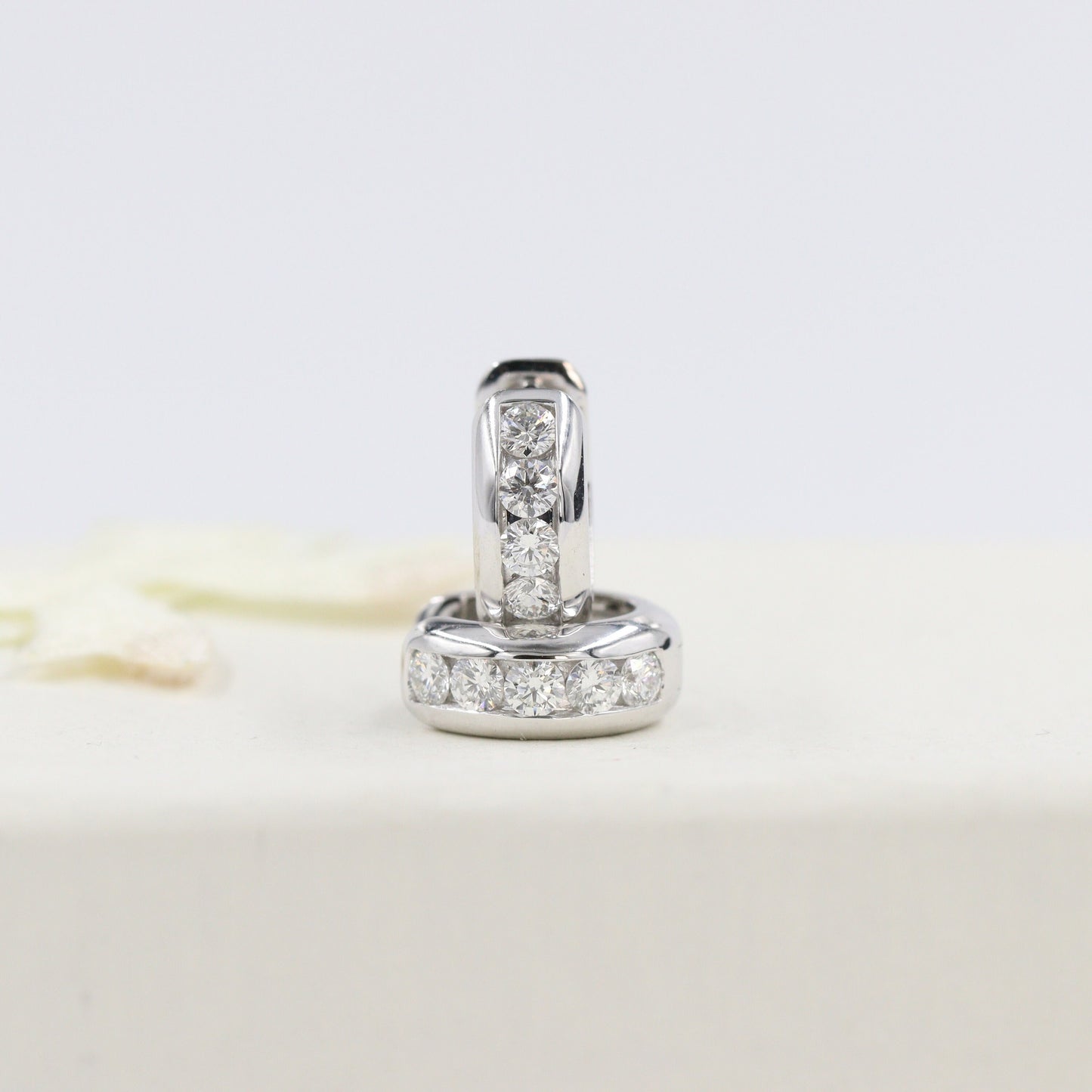 Natural Diamond Hoop Earrings/Diameter 11mm Width 4.5mm Earrings/Diamond Huggies/14k Gold Diamond Huggie Hoops/Anniversary gift