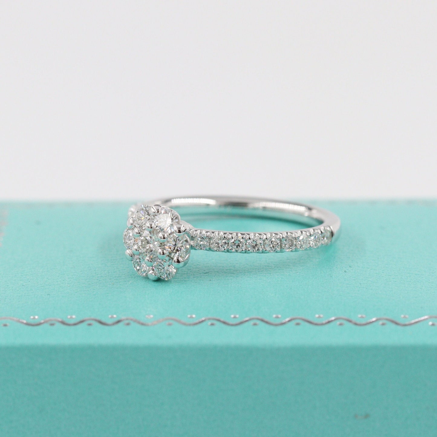 Unique 0.65ct  Natural Diamond Engagement Ring/ Diamond Flower 7mm Ring/Anniversary Ring