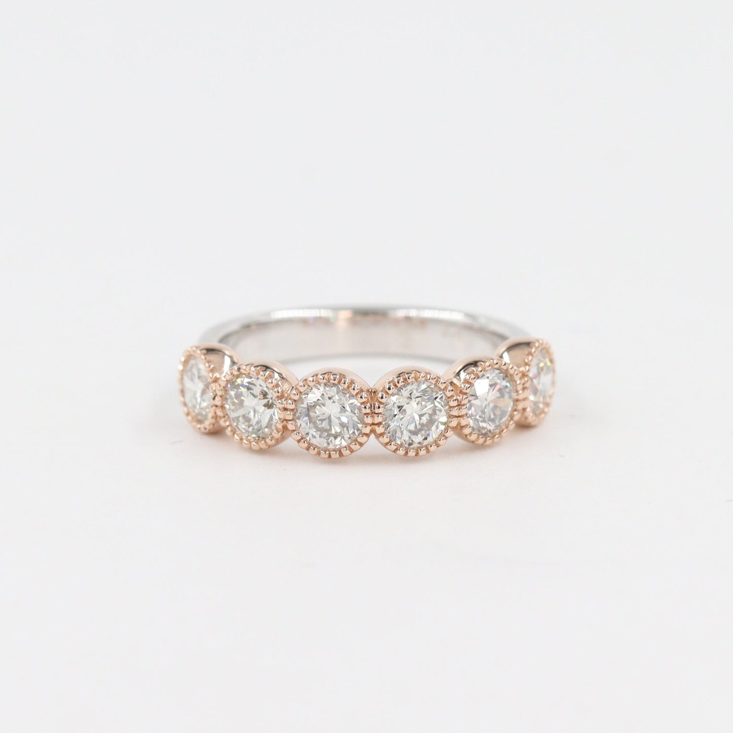 1.5ct Natural Diamond Half Eternity Band: 14K Gold Stackable Ring- Anniversary Gift