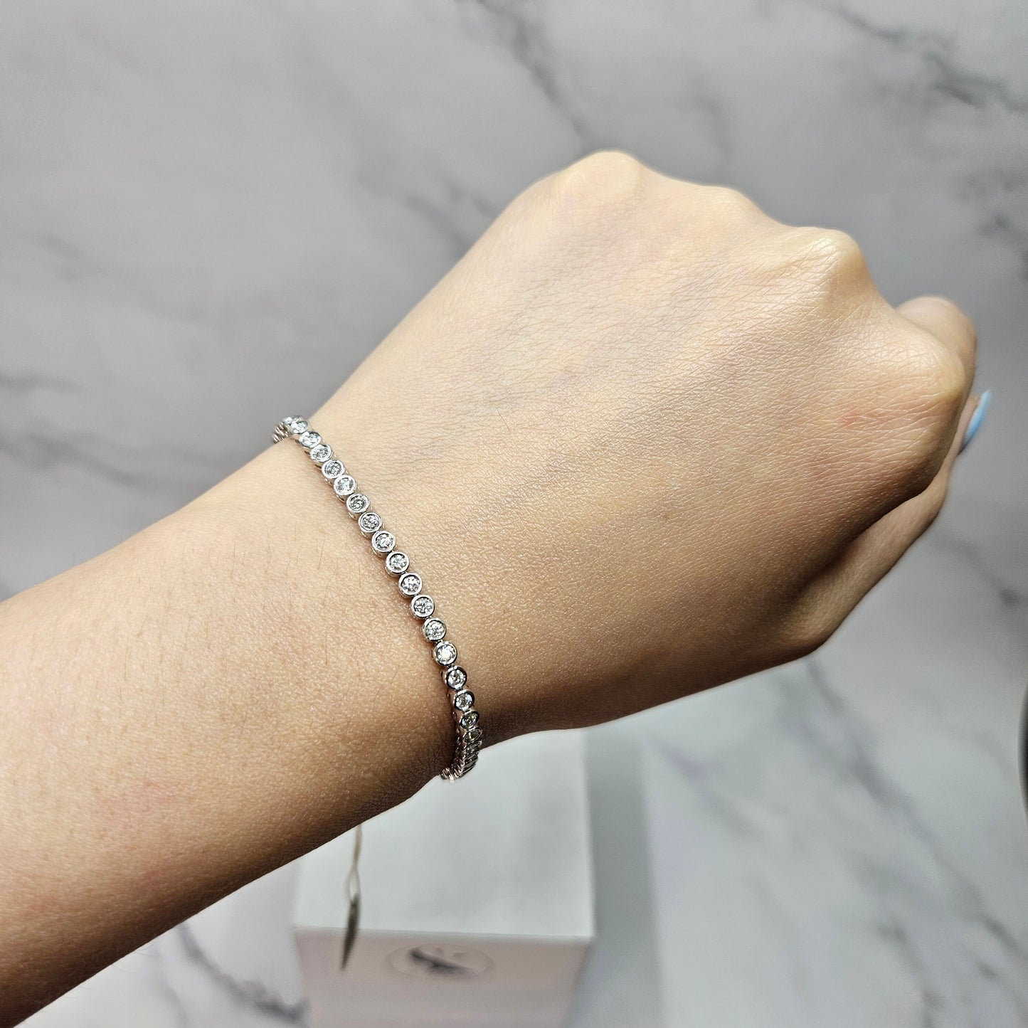 Round Diamond Tennis Bracelet /Natural Diamond Bezel Setting Tennis  Bracelet/ Diamond Tennis Bracelet/Anniversary gift