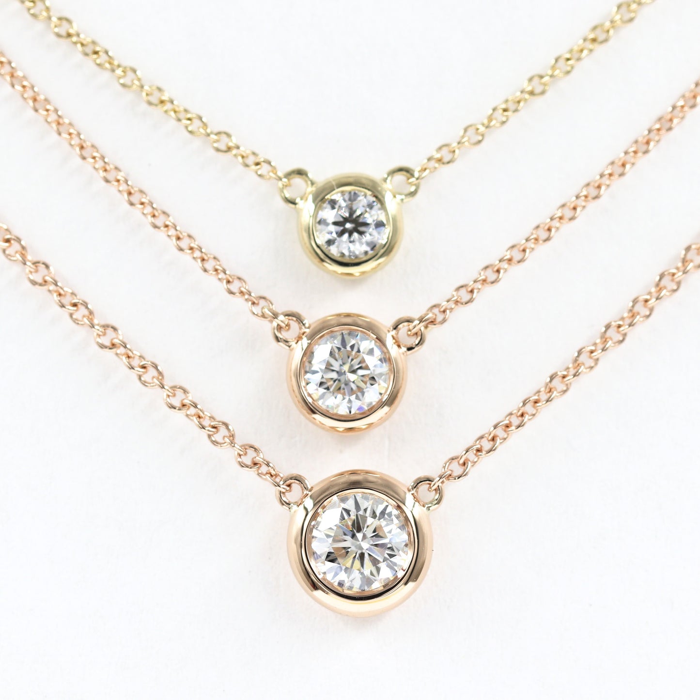 14K Gold Natural Diamond Solitaire Necklace - (0.1-0.3ct)Diamond Solitaire Pendant - Anniversary gift