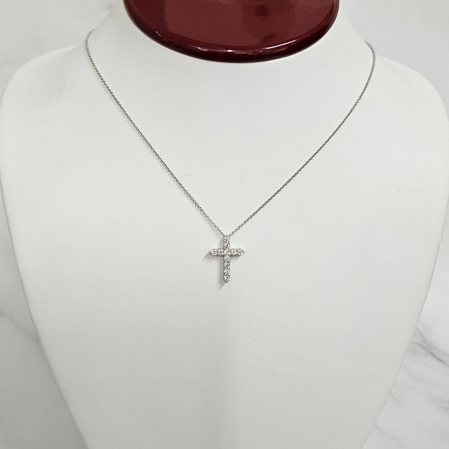 0.5ct Round Natural Diamond Cross Necklace: Platinum,14K,18K Gold Diamond Cross Pendant - Anniversary Gift