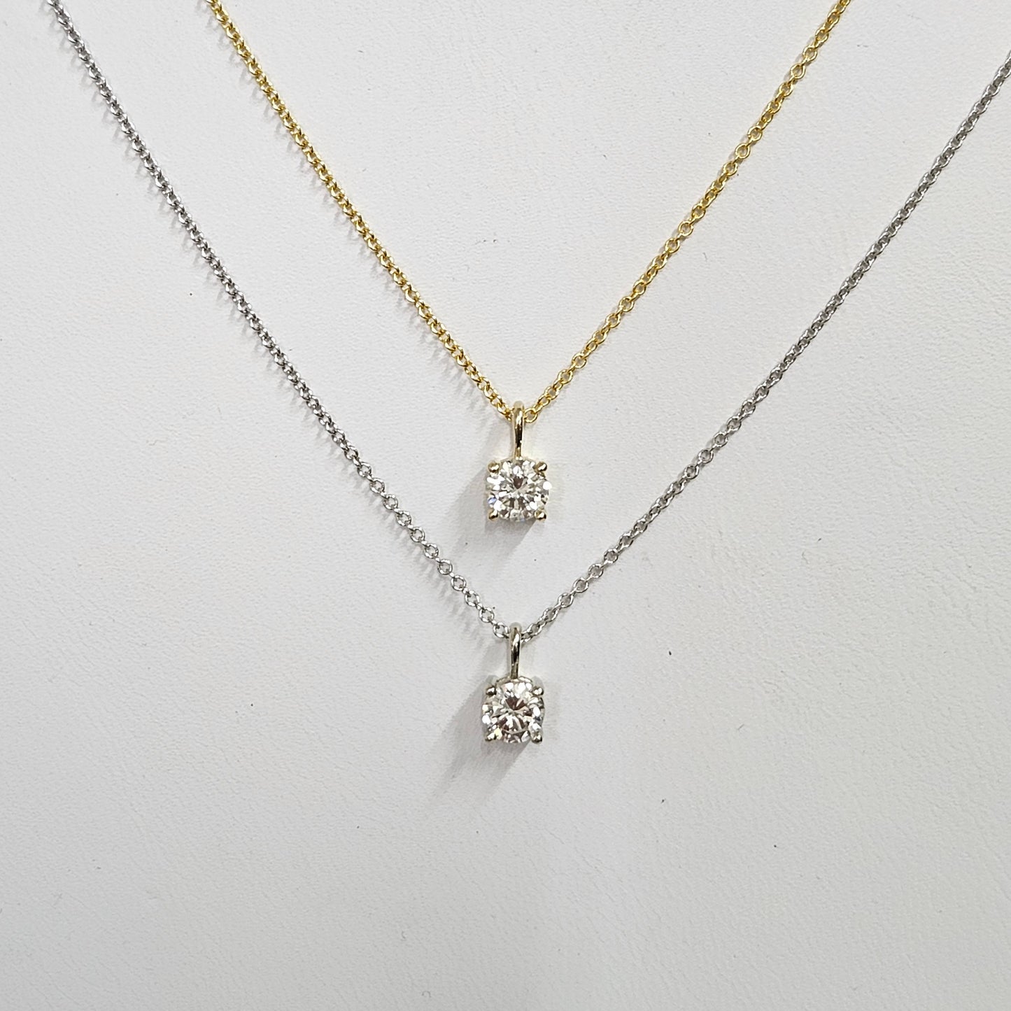 Handmade 14K Gold .30ct Diamond Solitaire Pendant Necklace