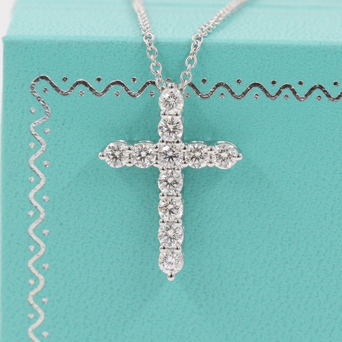 0.8ct Round Natural Diamond Cross Necklace: Platinum,14K,18K Gold Diamond Cross Pendant - Anniversary Gift