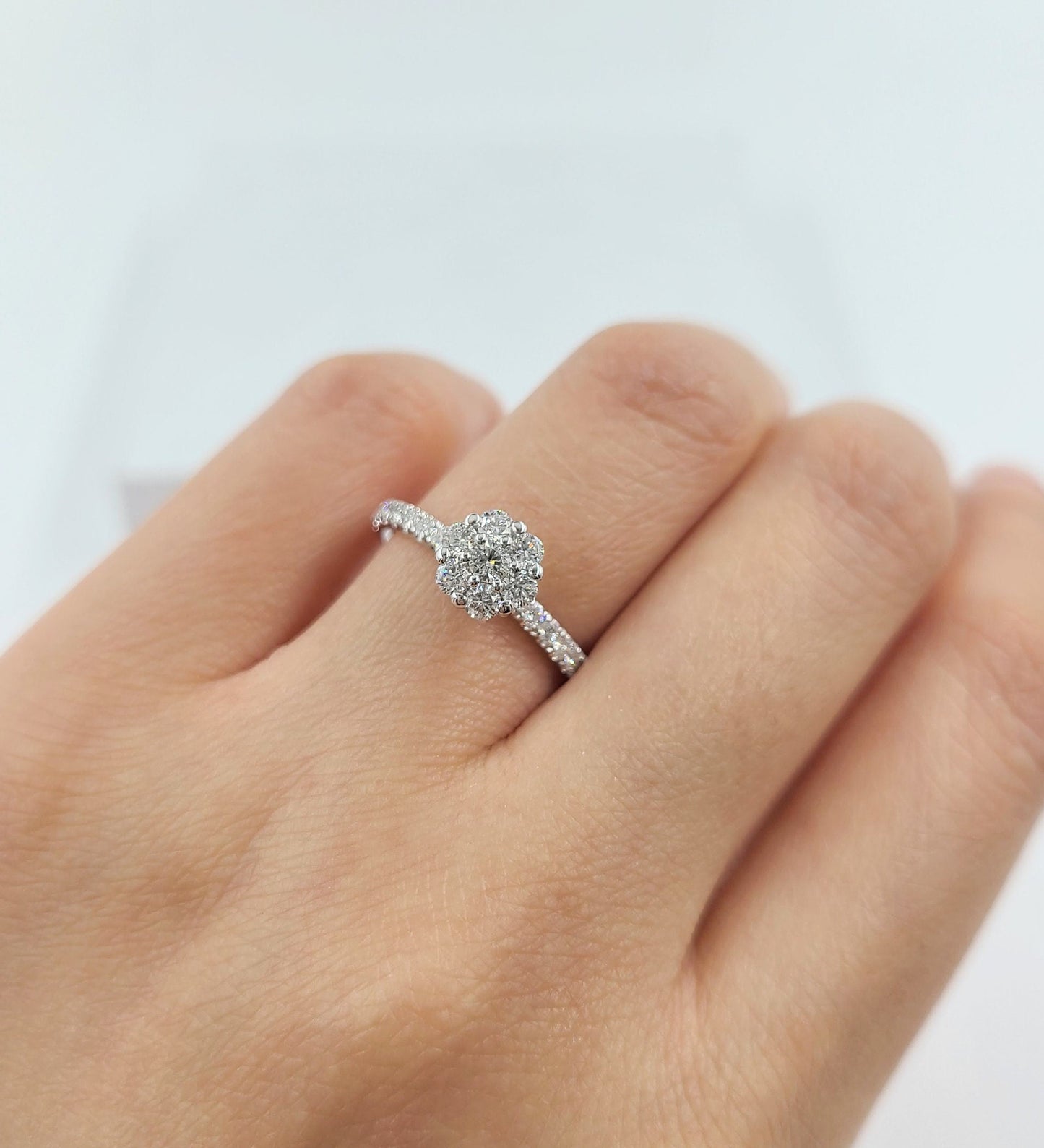 Unique 0.65ct  Natural Diamond Engagement Ring/ Diamond Flower 7mm Ring/Anniversary Ring