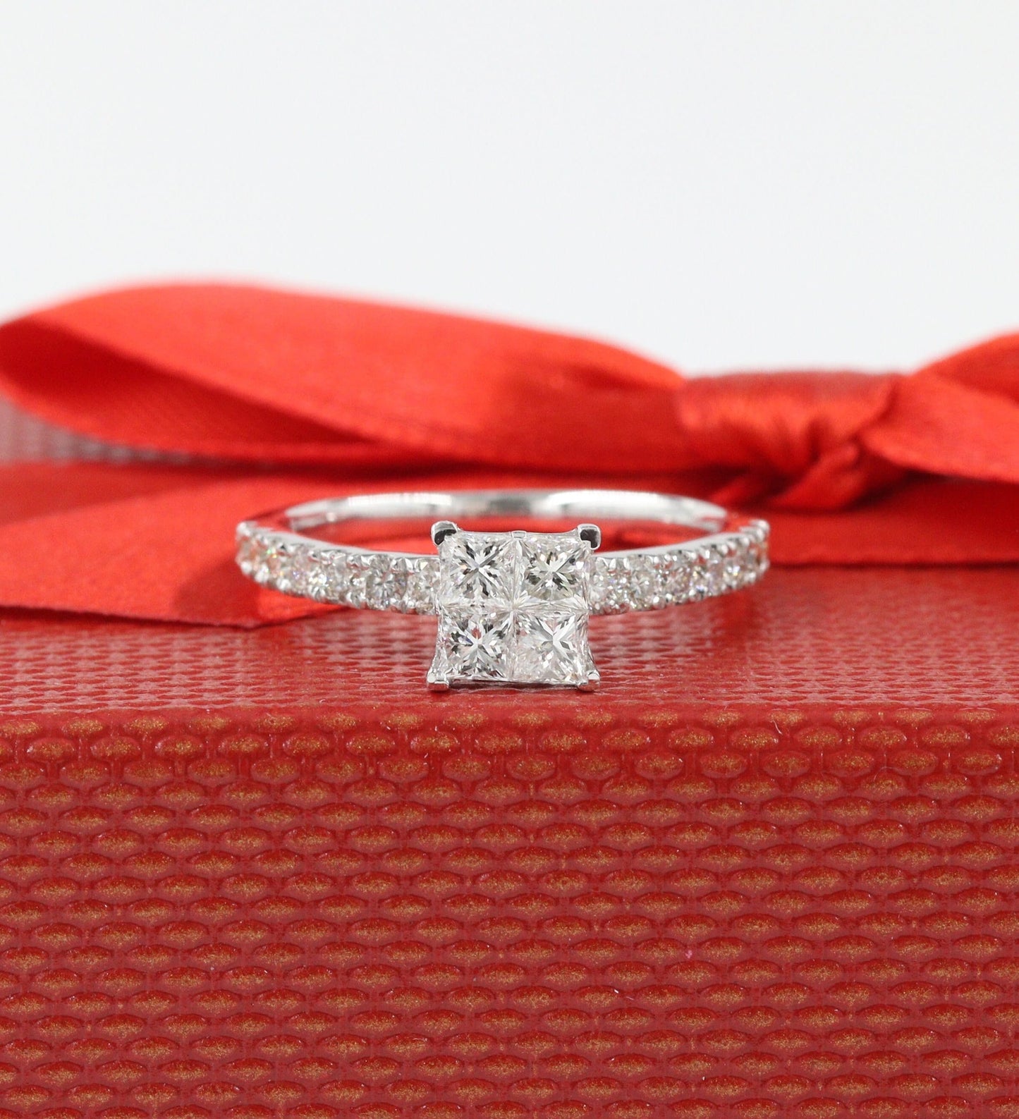 1ct Princess Cut Natural Diamond Engagement Ring: 14K Gold Anniversary Ring